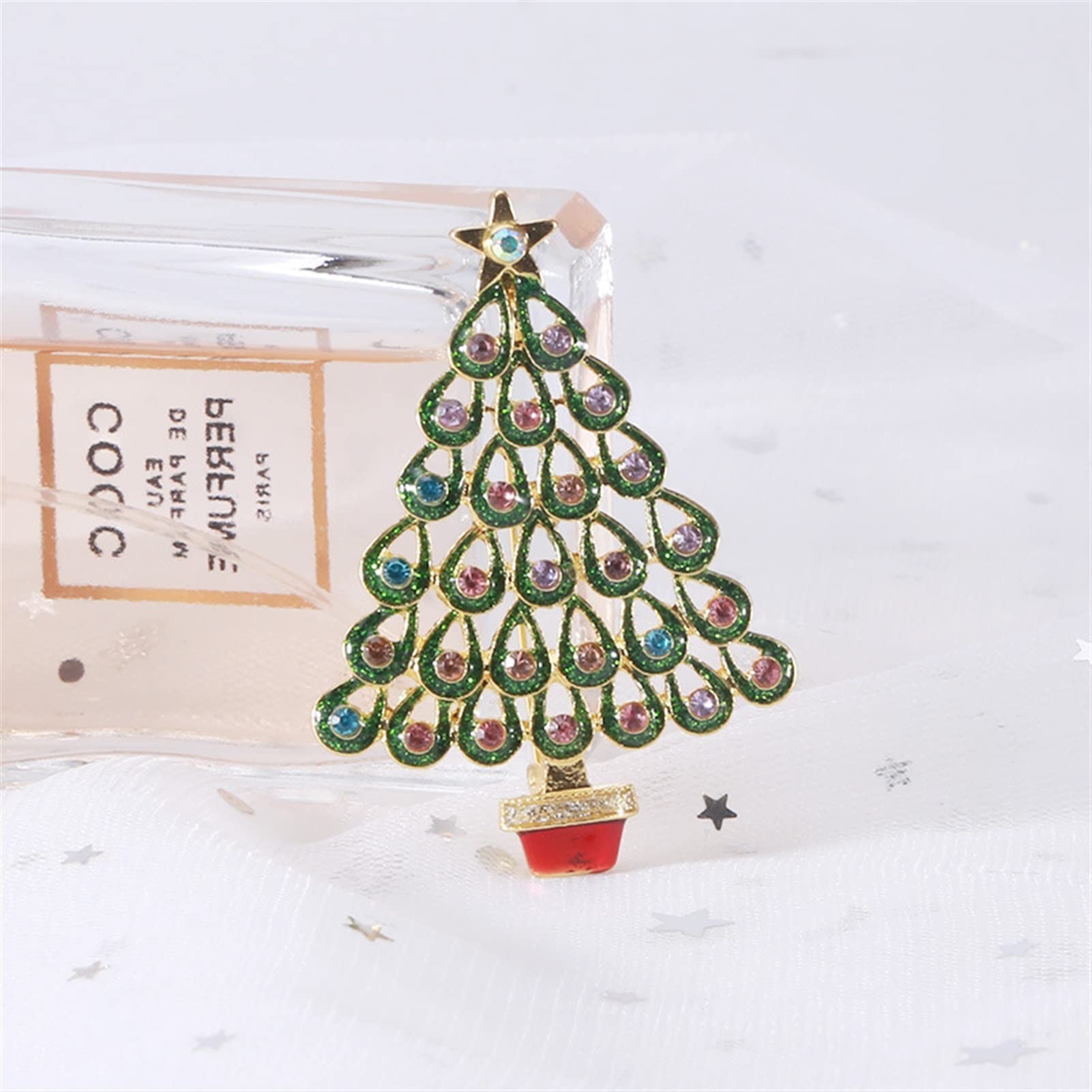 WXKAGF Broszki damskie Rhinestone broszka choinkowa emalia roślinna broszka Pin biżuteria prezent świąteczna biżuteria sukienka akcesoria do swetrów broszka Pin
