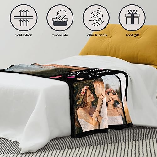 Miniatura 4 de DIYKST Manta de forro polar personalizada con imágenes para la familia, mantas personalizadas con collages de fotos, manta personalizada con imagen