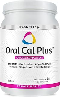 Breeder’s Edge Oral Cal Plus Powder, Calcium & Vitamin D₃ Whelping Supplement for Nursing Dogs and Cats, Supports Healthy Bones, Teeth & Lactation, 1kg
