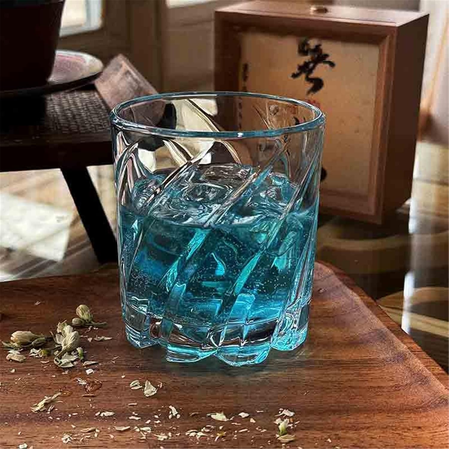 Glass Cups Old Fashioned Whiskey Glasses, 10Oz Spin Textured Lead-free for Home，Bar and Party for Juice
