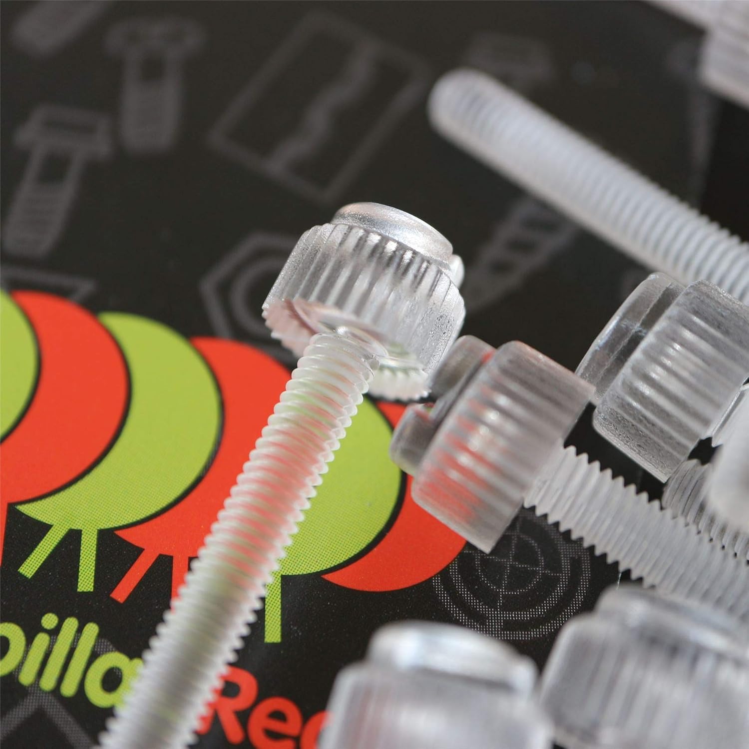 Pack of 60 Transparent Clear Plastic Acrylic Thumbscrews, slotted+knurled M5 x 30mm