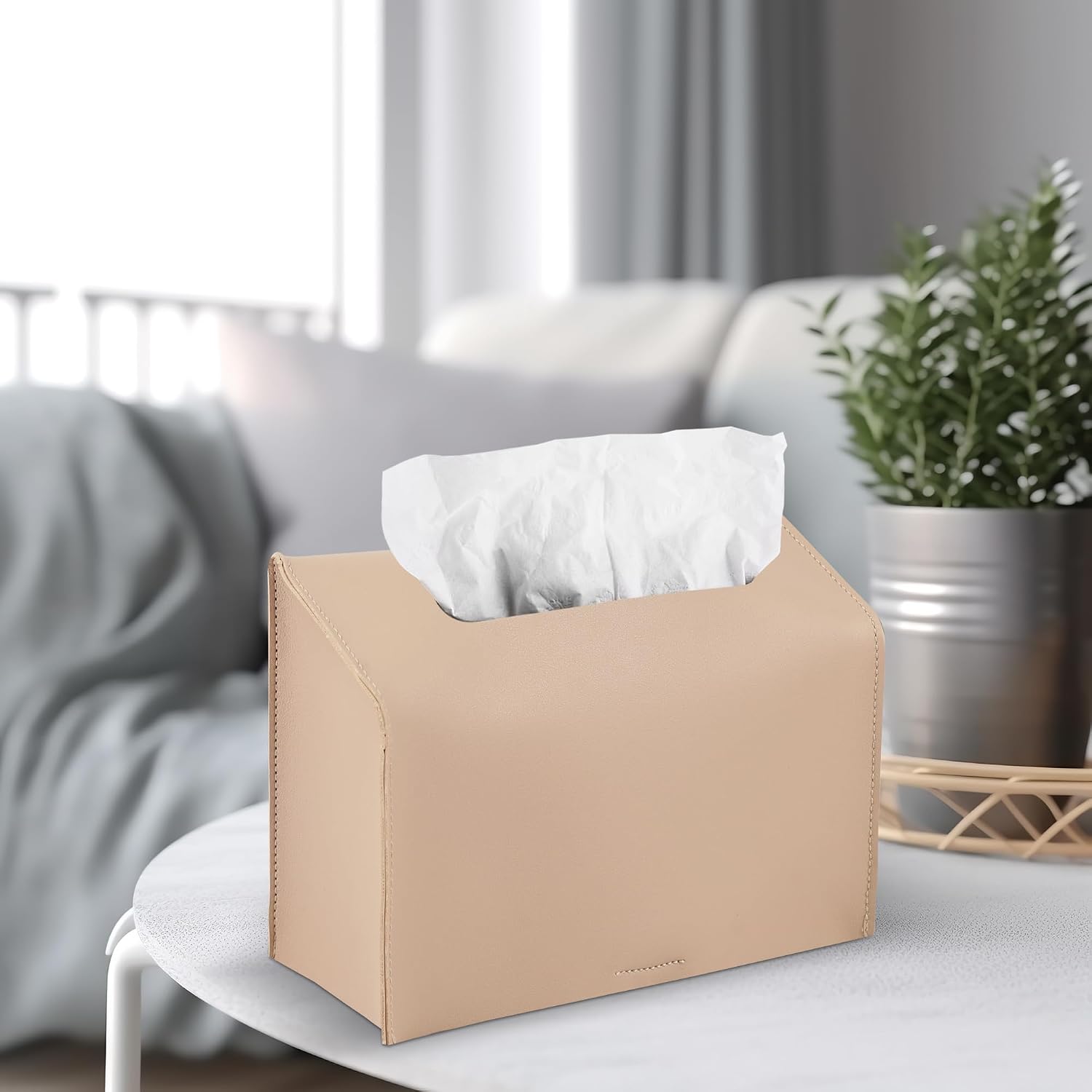 Leather Cover for Disposable Paper Hand Towel Box, Compatible with Kleenex Paper Hand Towel(1-Light Brown)