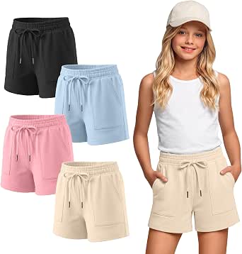 Halfchet 4 Pack Girls' Sweat Shorts