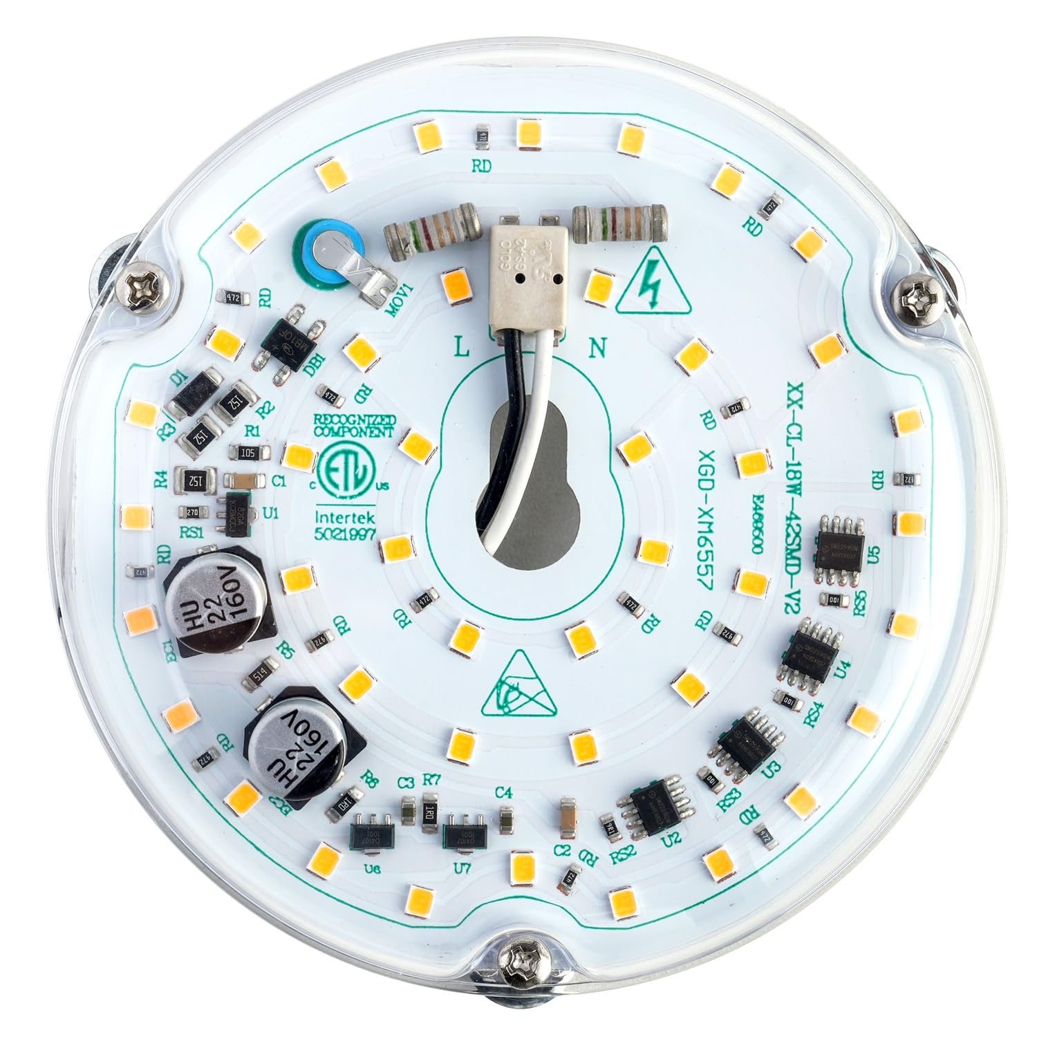 4 inch LED Retrofit Light Kit for Ceiling Fan Light Replacement Panel PCB 18W 3000K 2200LM 120V CRI90 Dimmable ETL (Warm White 3000K)