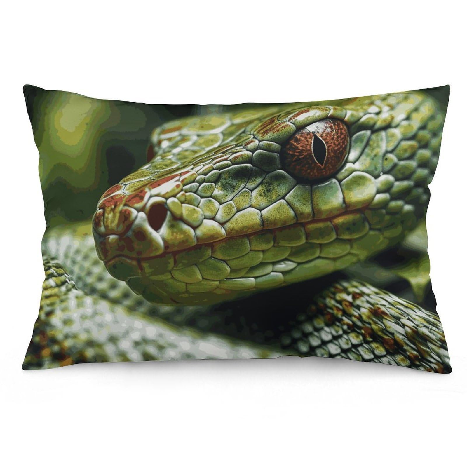 NTVOWPZO 2 Pack Decoration Throw Pillow Covers 20"x30" Pillowcases Covers Green Snake Pillowcases Modern Farmhouse Home Decor Sofa Cushions Covers for Couch Bed Living Room