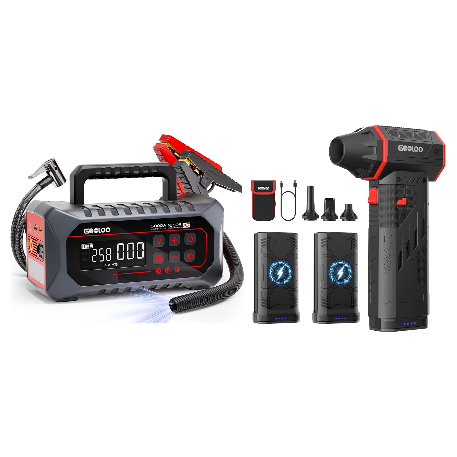 GOOLOO A7 Jump Starter with Air Compressor F5 Compressed Air Duster