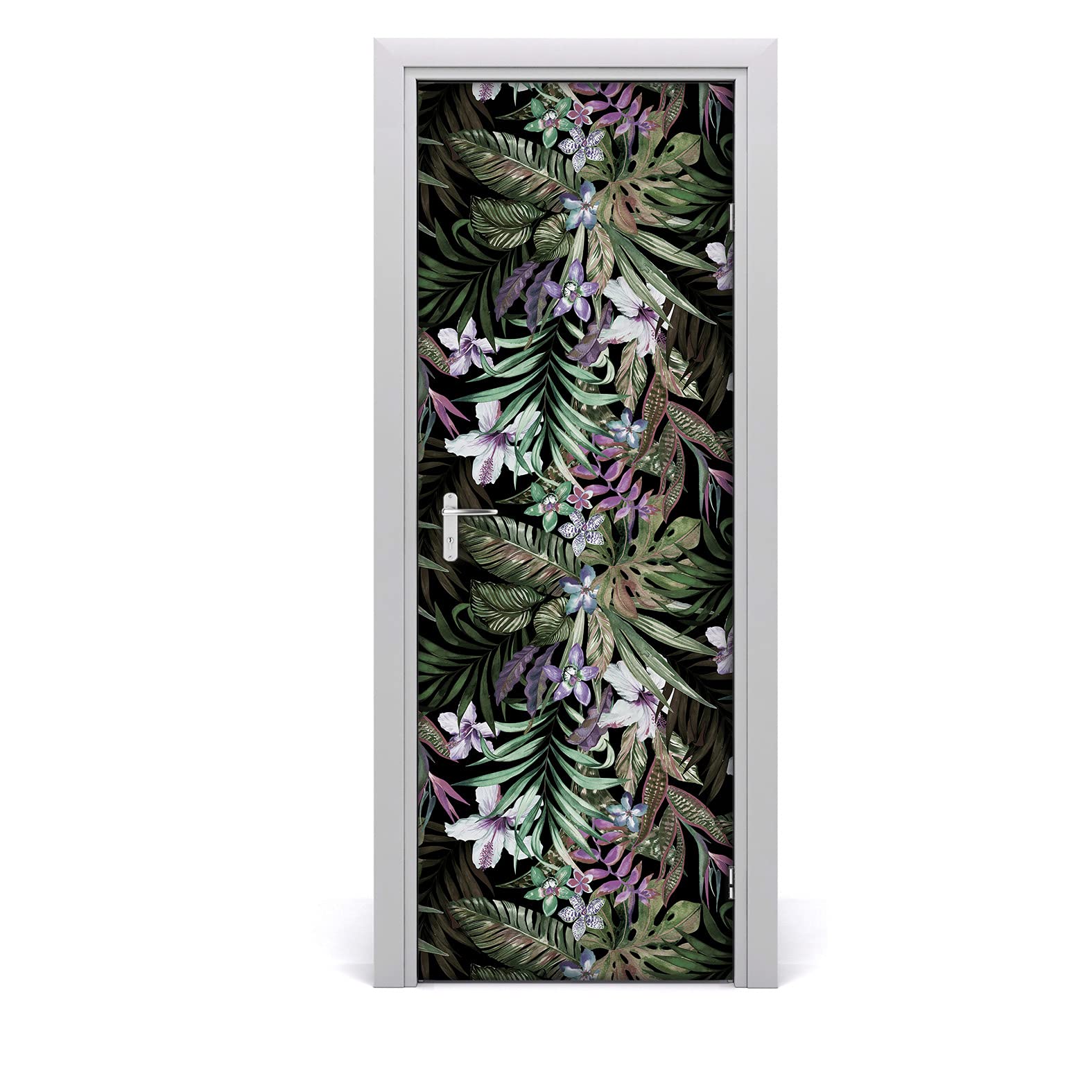 Autocollant de porte auto-adhésive fleurs 85x200cm décoration murale