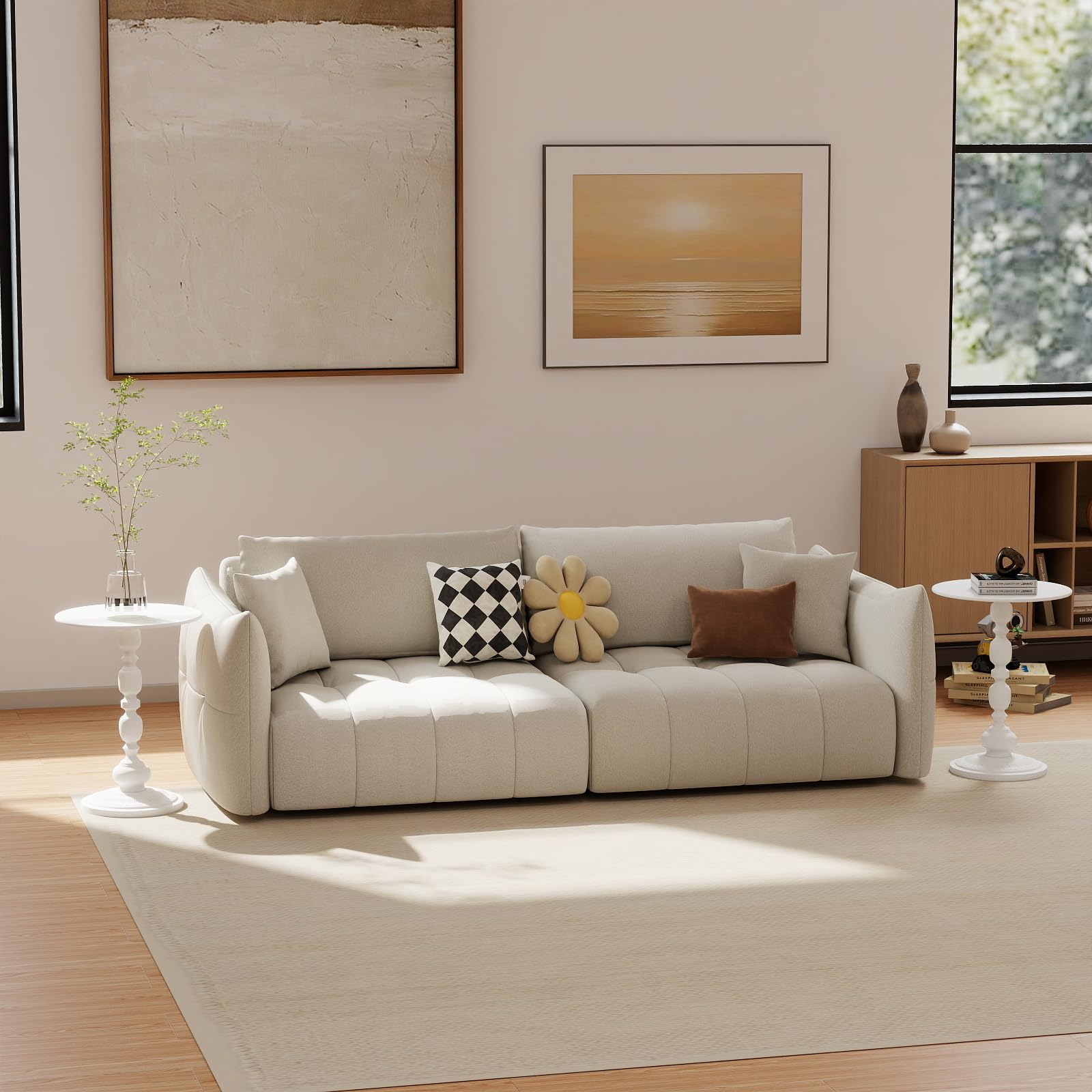 Set di 2 tavolini rotondi in metallo, colore bianco, tavolino piccolo per soggiorno, camera da letto, balcone, giardino, comodino, divano, 40 x 40 x 53 cm, 2 pezzi