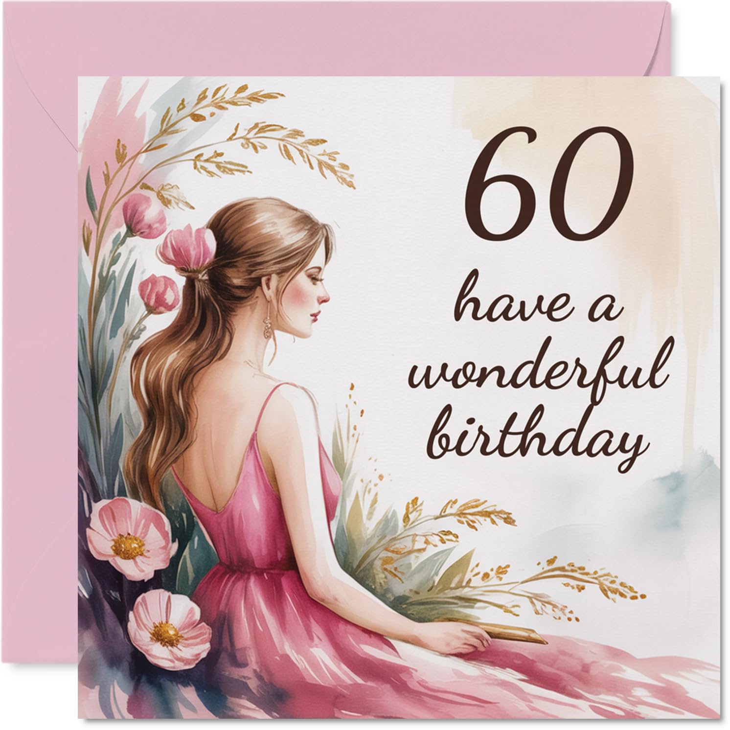 60th Birthday Cards for Women - Flower Girl - Happy Birthday Card for 60 Year Old Woman Auntie Neighbour Friend Nan, 145mm Bday Greeting Cards