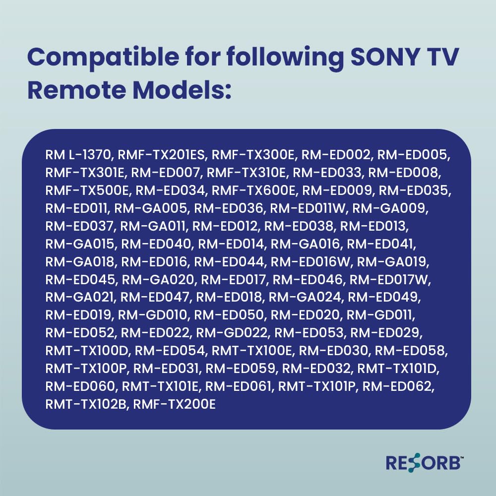 RESORB Sony TV Remote Compatible with Sony Bravia Smart LED LCD UHD OLED QLED 4K Android TV Models, Replacement Remote Control, Black LED 266 NVC 4