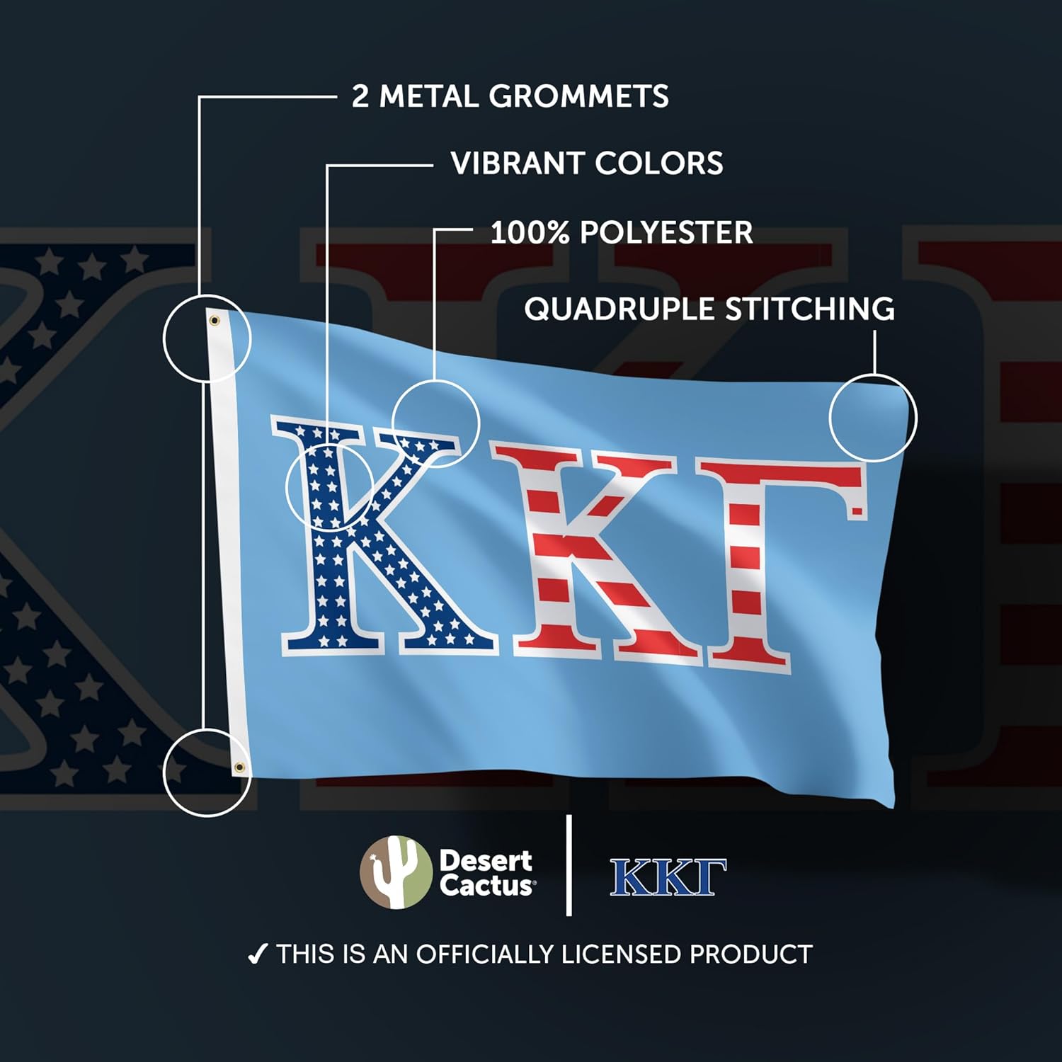 Desert Cactus Kappa Kappa Gamma Flag USA Letter Sorority Greek Banner Large 3x5 feet Sign Decor KKG