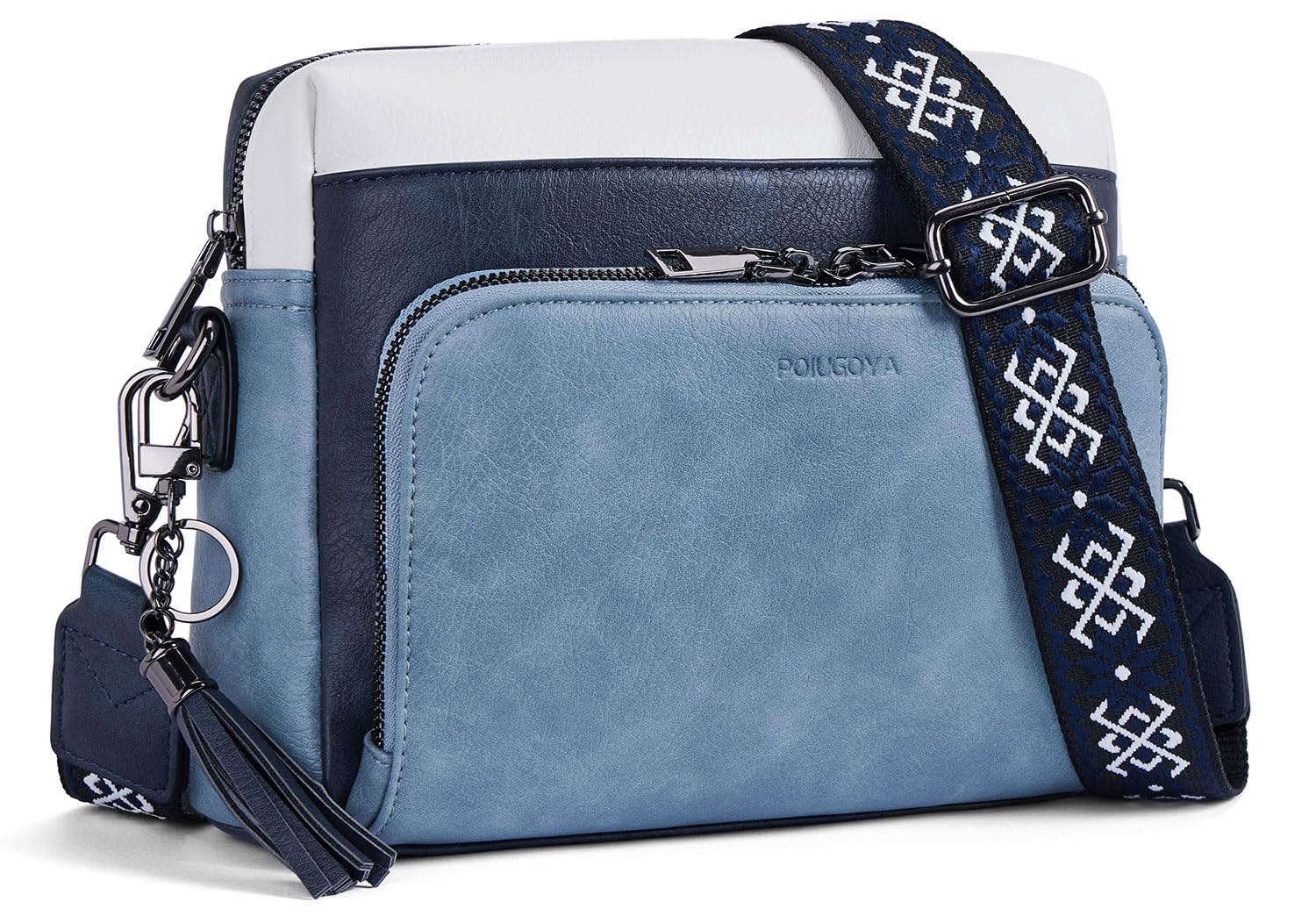 POIUGOYA Leather Crossbody Bag for Women Travel Purse Built-In RFID Wallet