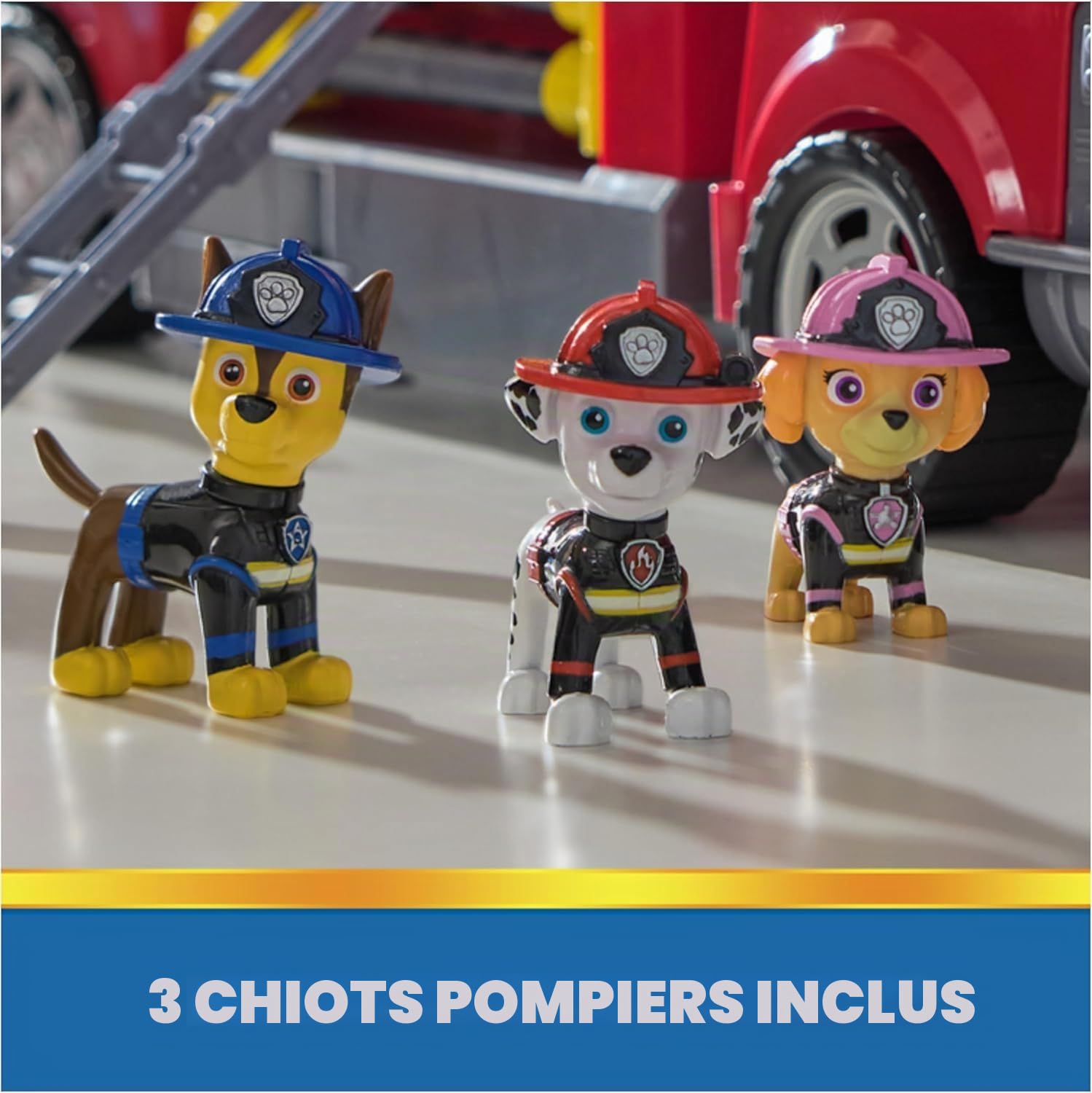 Paw Patrol, Camion de Pompier de Marshall, avec échelle de 61 cm Extensible, lumières et Sons, Mini véhicule, Personnages Chase, Marshall et Skye Inclus, Jouets pour Enfants et Filles, 3 Ans