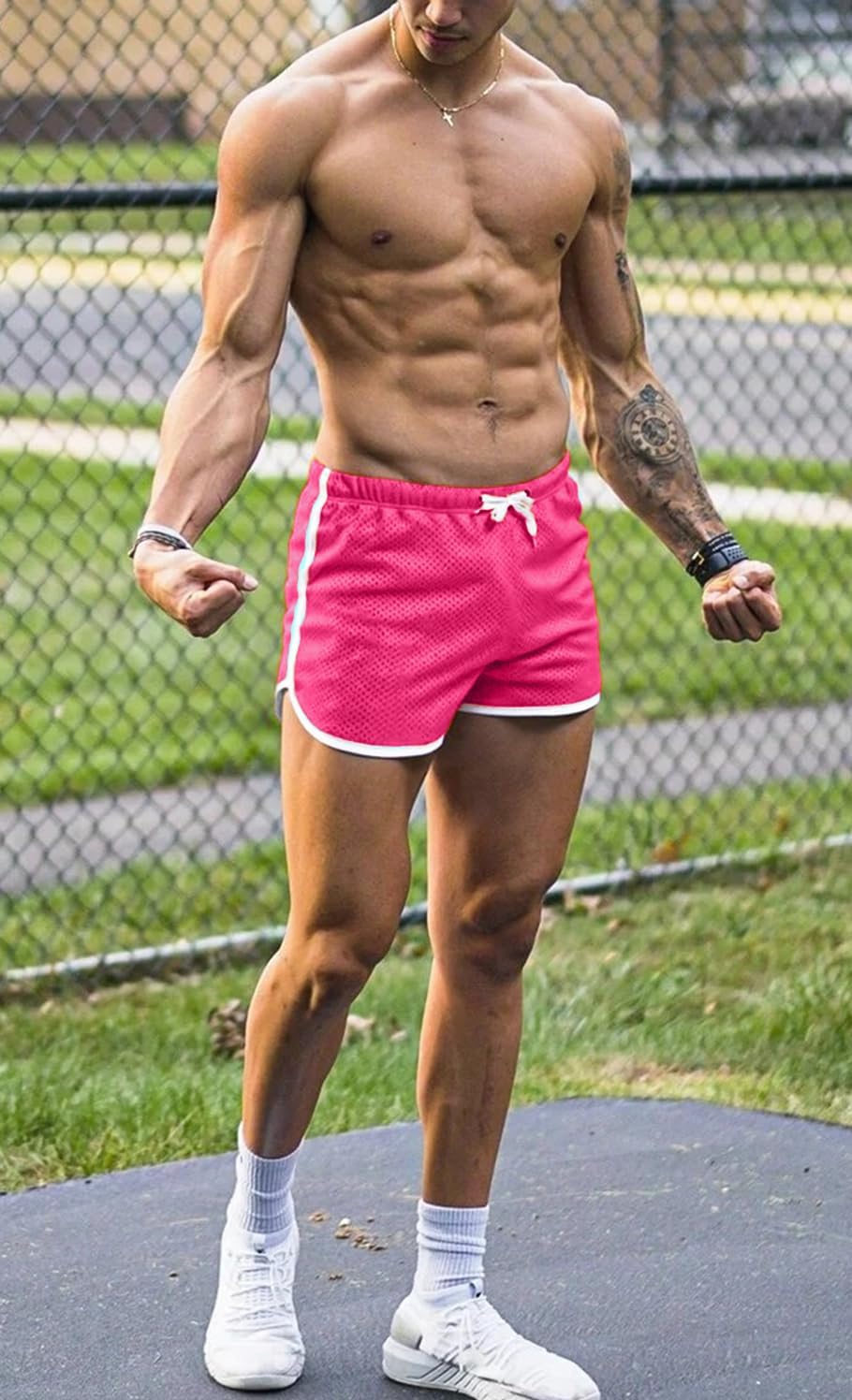 Ouber Men's Fitted Shorts Bodybuilding Workout Gym Running Tight Lifting Shorts - Image 3