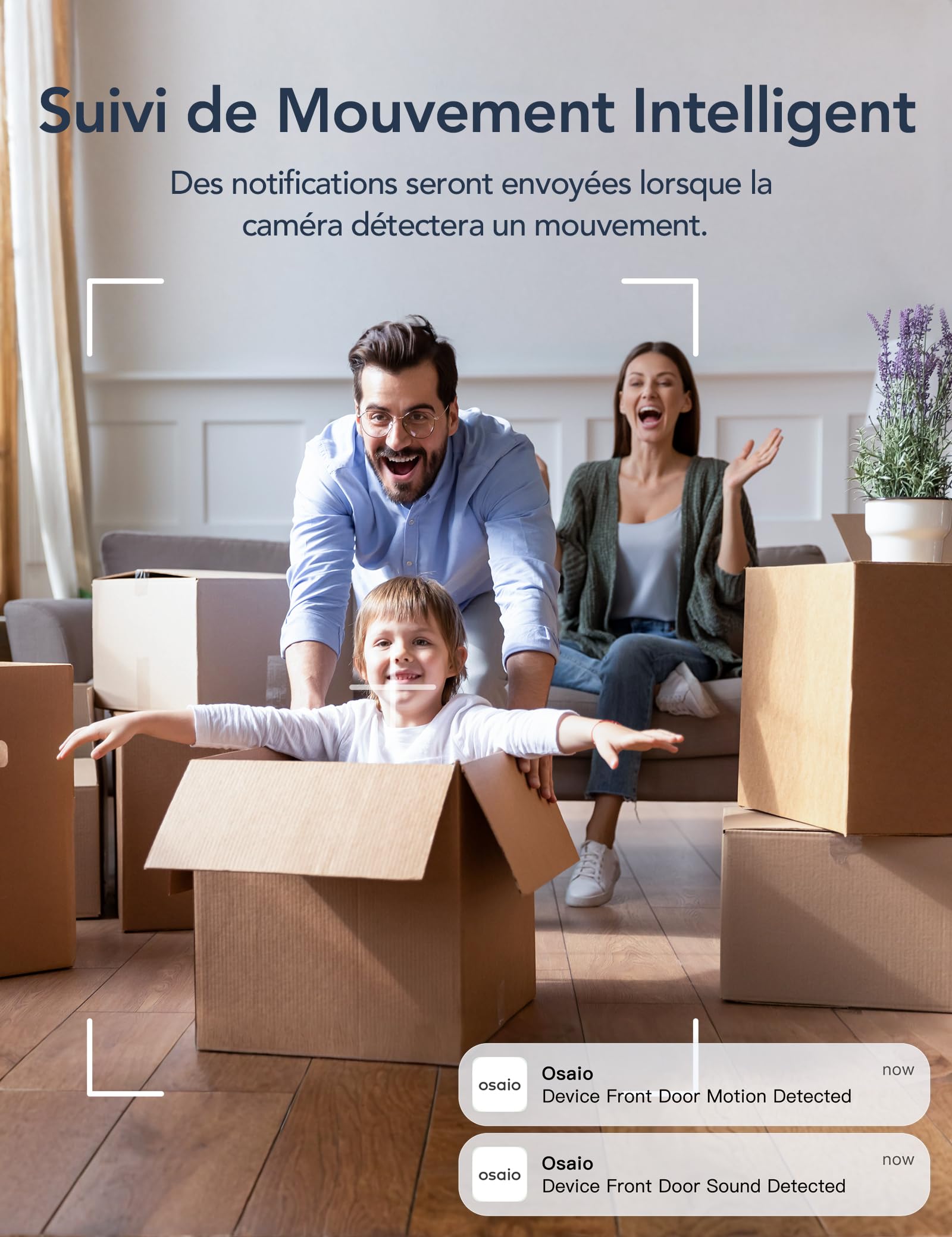 GNCC 2K 3MP Caméra Surveillance WiFi Interieur 360° Caméra Connectée Smartphone pour Bébé/Animaux Détection IA Audio bidirectionnel Alertes APP 2,4GHz Compatible Alexa