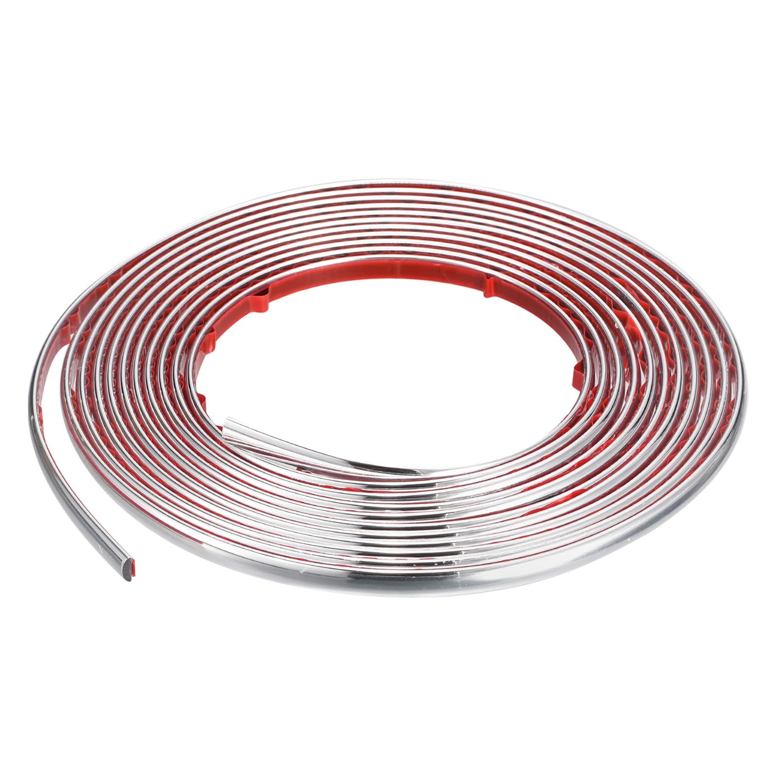 sourcing map Flexible Molding Trim Self Adhesive, 10Ft x 0.31Inch Peel and Stick Metallic Mirror Frame, PVC Metal Trim Molding for Wall, Car, Mirror, Door, Wardrobe, Home Decor (Silver)