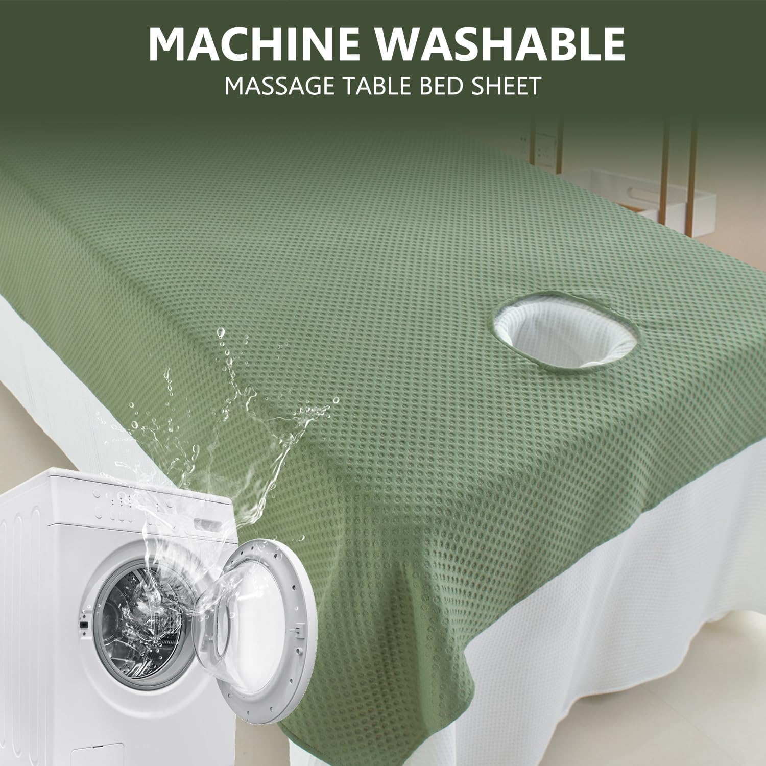 ,D/White(n),120 * 210cm, Premium Reusable Massage Table Bed Sheets with/Without Face Hole Soft Lash Bed Sheet Professional Massage Linens Dustproof Spa Bed Cover Massage Spa Couch Cover