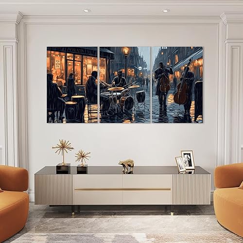 Miniatura 2 de Rubelike Lienzo decorativo para pared de banda de jazz, arte de pared de saxofón afroamericano, impresión de pinturas musicales, póster abstracto