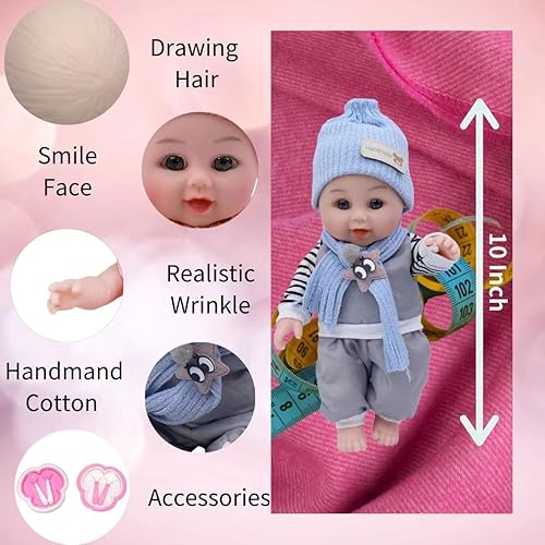 Miniatura 3 de LUXARS Aprilmusic - Muñecas de bebé de la vida real de 10 pulgadas con accesorios, para niños y niñas, muñeca realista, juguetes suaves para regalo