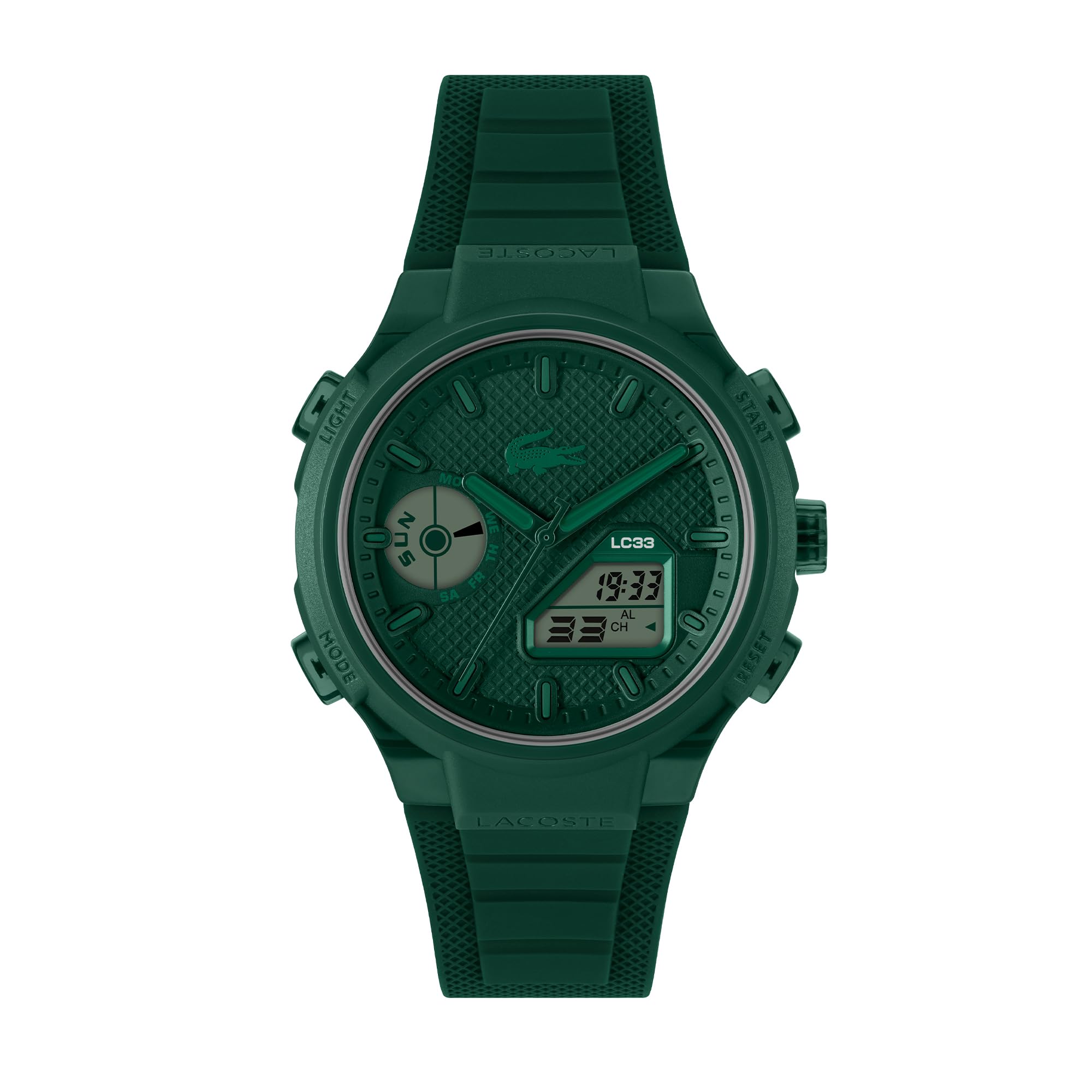 Lacoste Orologio Quarzo Multifunzione Analogico-Digitale da Uomo Collezione LC33 con Cinturino in Silicone Verde - 2011449