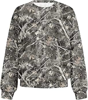 トップス MAZZ crewneck Grey/camo Amazon.com: MakeMeChic Women's Camo Sweatshirt Graphic Crew Neck
