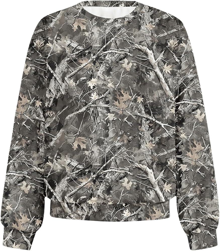 Amazon.com: MakeMeChic Women's Camo Sweatshirt Graphic Crew Neck