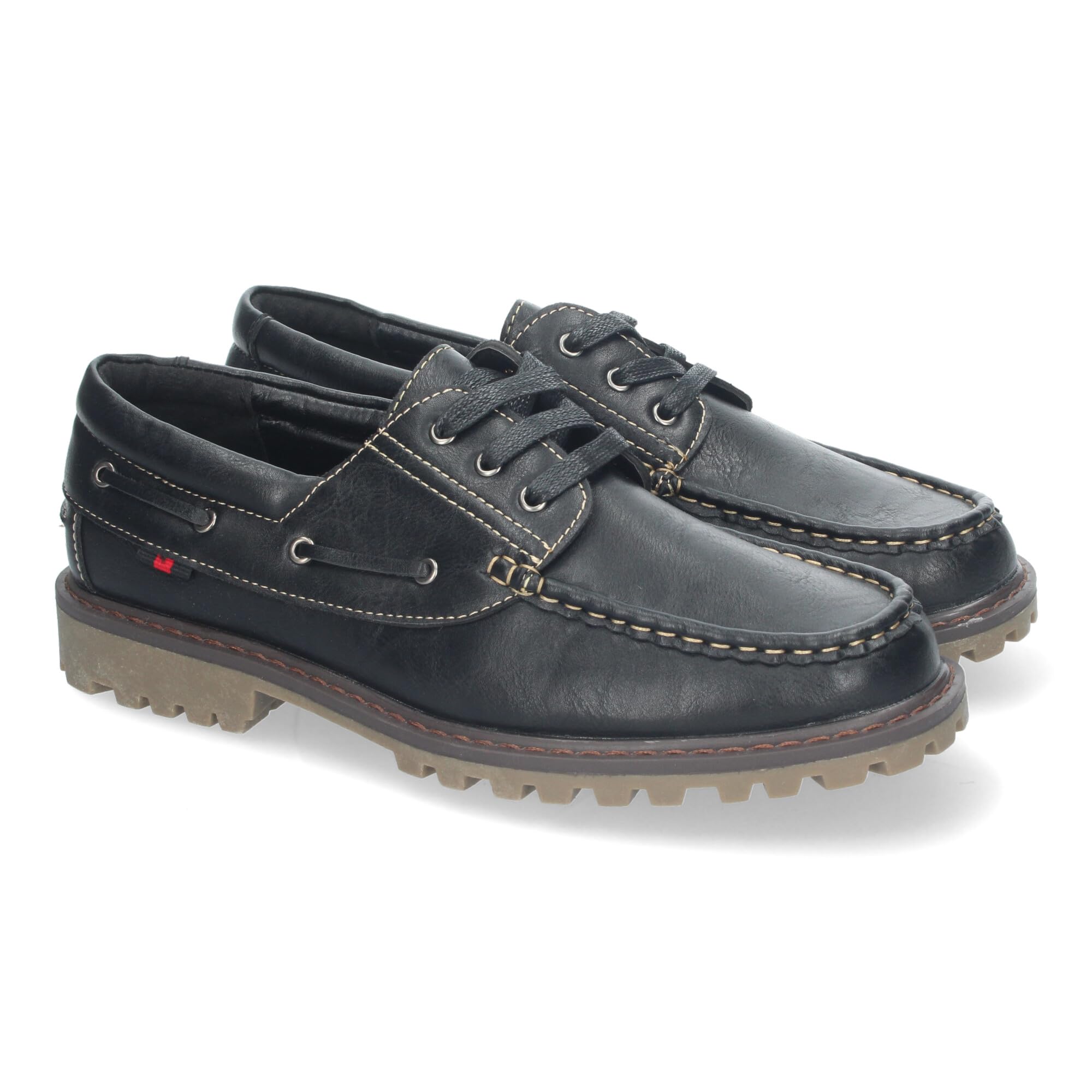 Mocasines Elegantes de Hombre con Suela Dentada Resistente, Diseno Clasico con Cosidos y Cierre de Cordones.