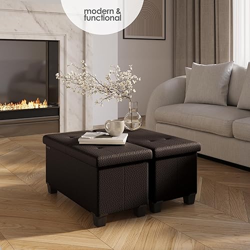 Miniatura 47 de Otomana plegable para dormitorio o sala de estar, con contenedores de almacenamiento, reposapiés para el extremo de la cama, soporta hasta 660 lb,