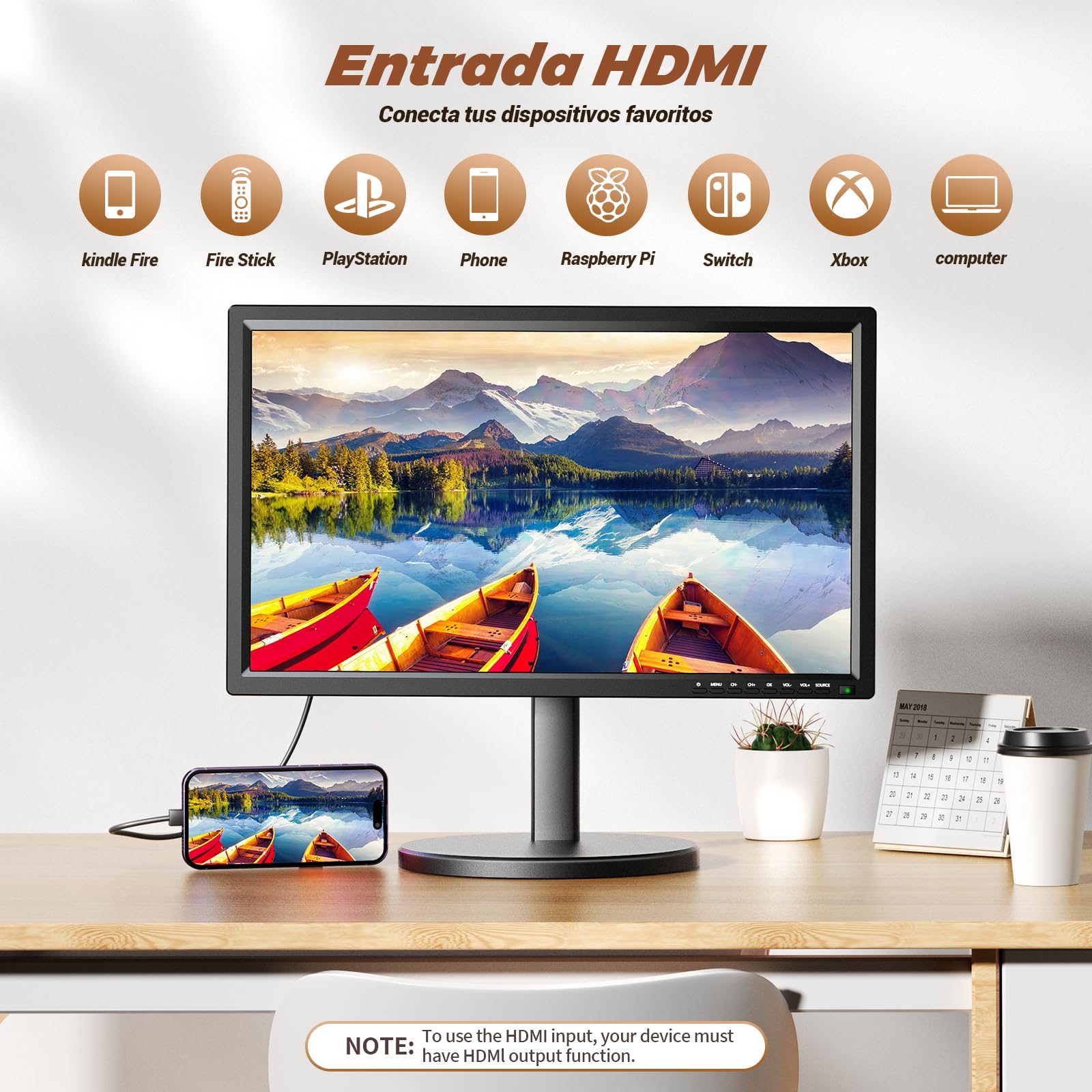 DESOBRY 22 Zoll Mini Fernseher 1080P, Kleiner Fernseher mit Antenne und DVB-T2-Tuner, Kompakter 12V TV für Küche und Wohnmobil, Computer-/Überwachungsbildschirm
