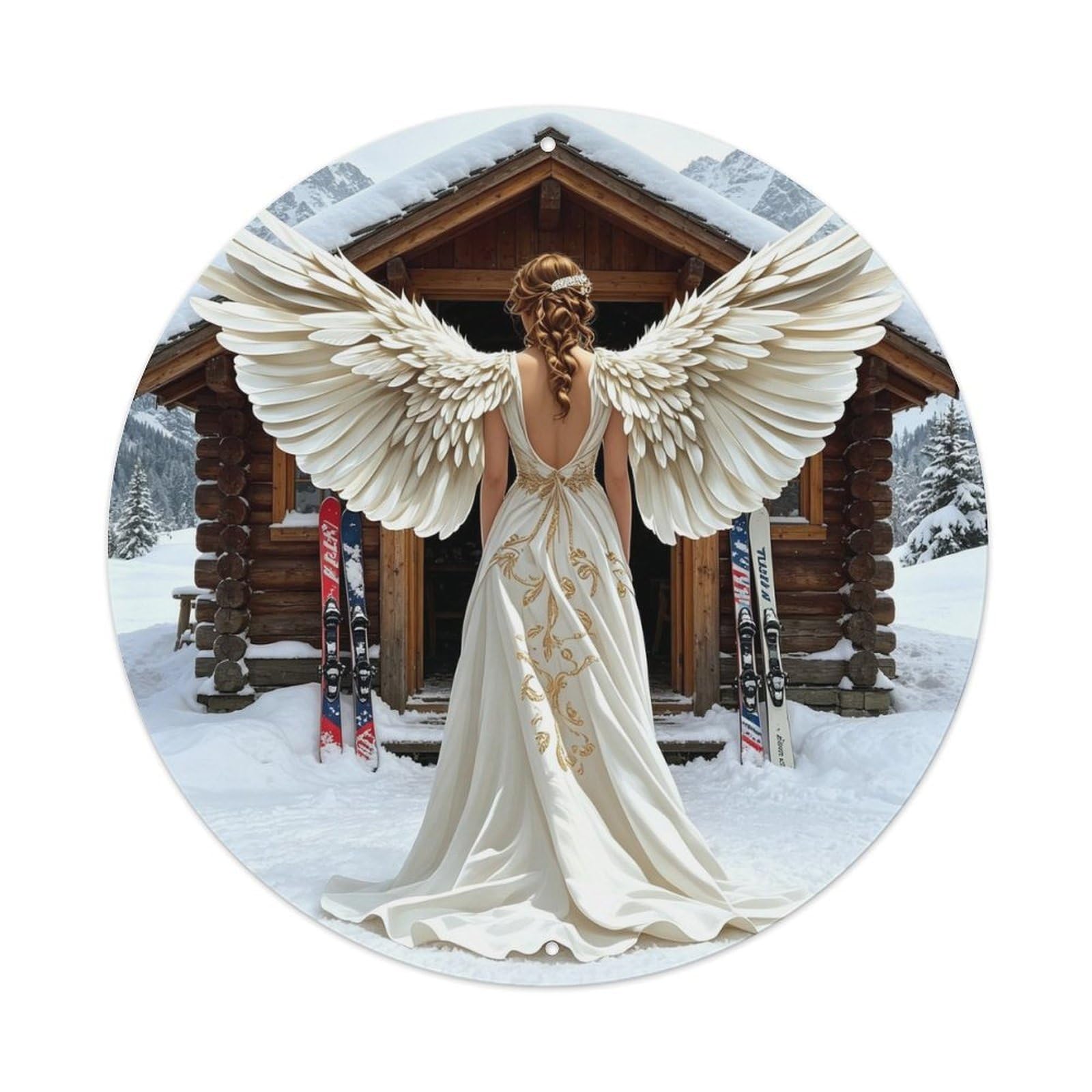 Ski Lodge Winter Mountain Metal Tin Sign Plaque