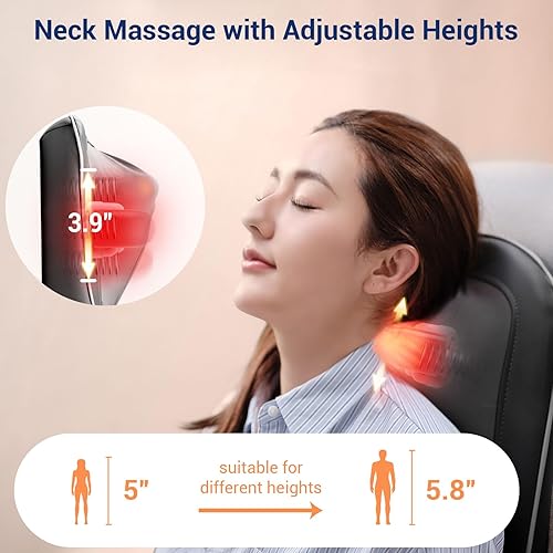 Miniatura 3 de Mynt Shiatsu Masajeador de cuello y espalda con calor, masajeador de espalda completa 3D para aliviar el dolor de tejido profundo, masajeador de