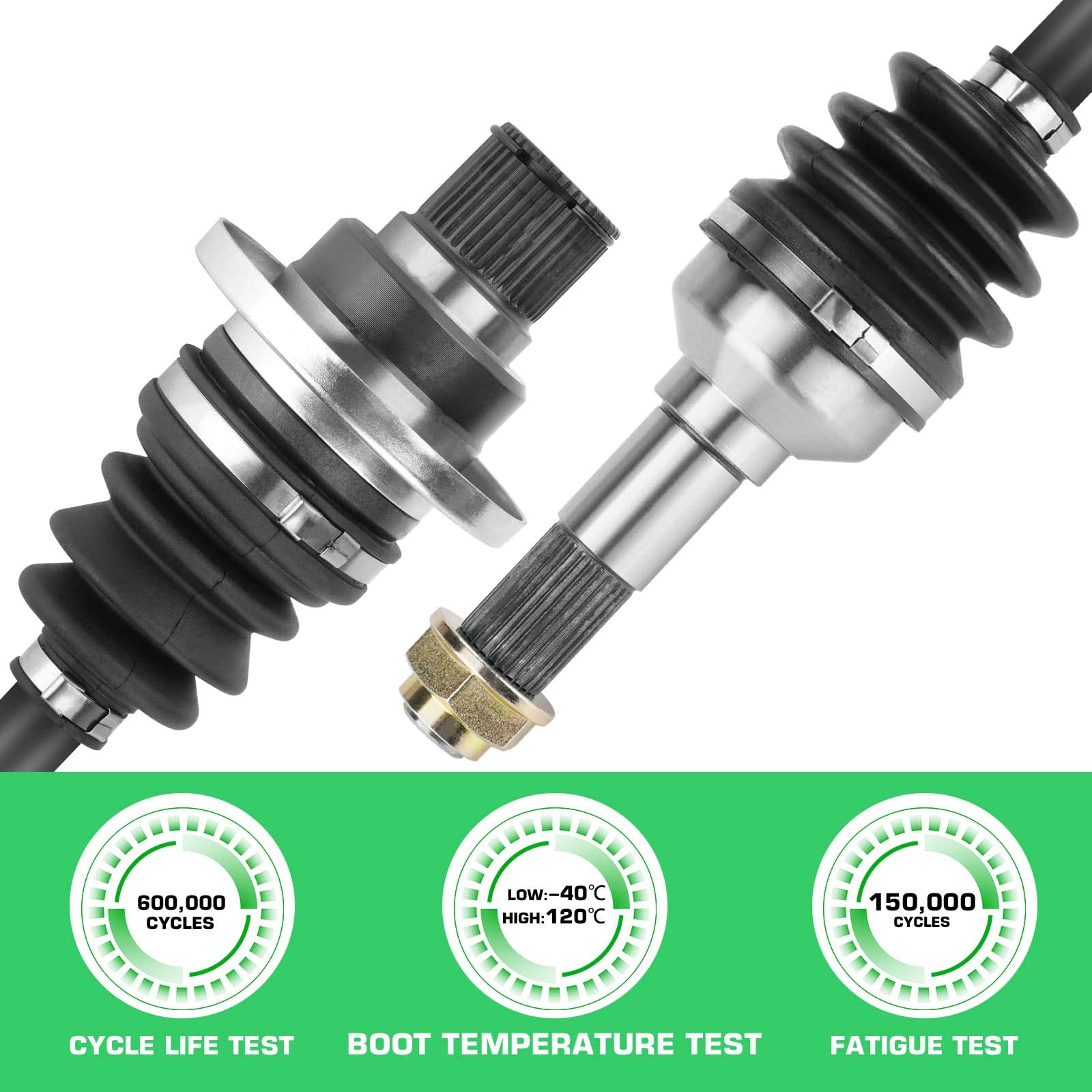 Youxmoto Rear CV Axle For Yamaha Rhino 450 & 660 (2006-2009) - Left/Right, 4340 Chromoly Steel, Includes TPEE Boots - Replaces OEM 5UG-F530T-20-00