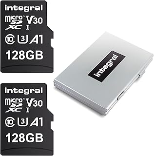 Integral 128GB 2-pack Micro SD Card 4K Video Premium High Speed Memory Card SDXC Up to 100MB s Read Speed and 50MB s Write speed V30 C10 U3 UHS-I A1