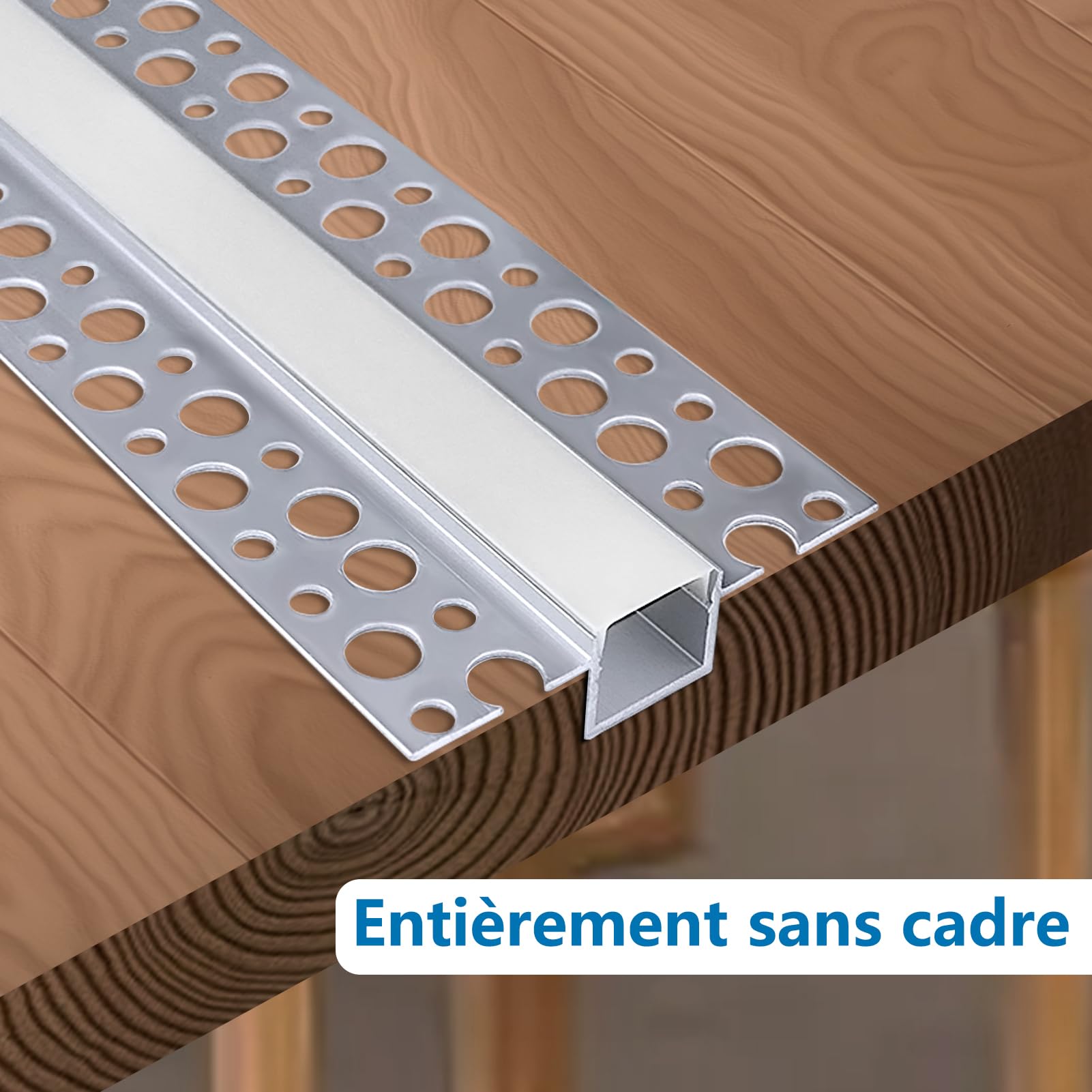 inShareplus Lot de 6 Profilés LED Encastrables 1 m, Profilés en Aluminium avec Diffuseur Laiteux pour Ruban LED, Kit de Profilés LED pour Cloison Sèche, Mur et Meuble, Installation Sans Bord Visible