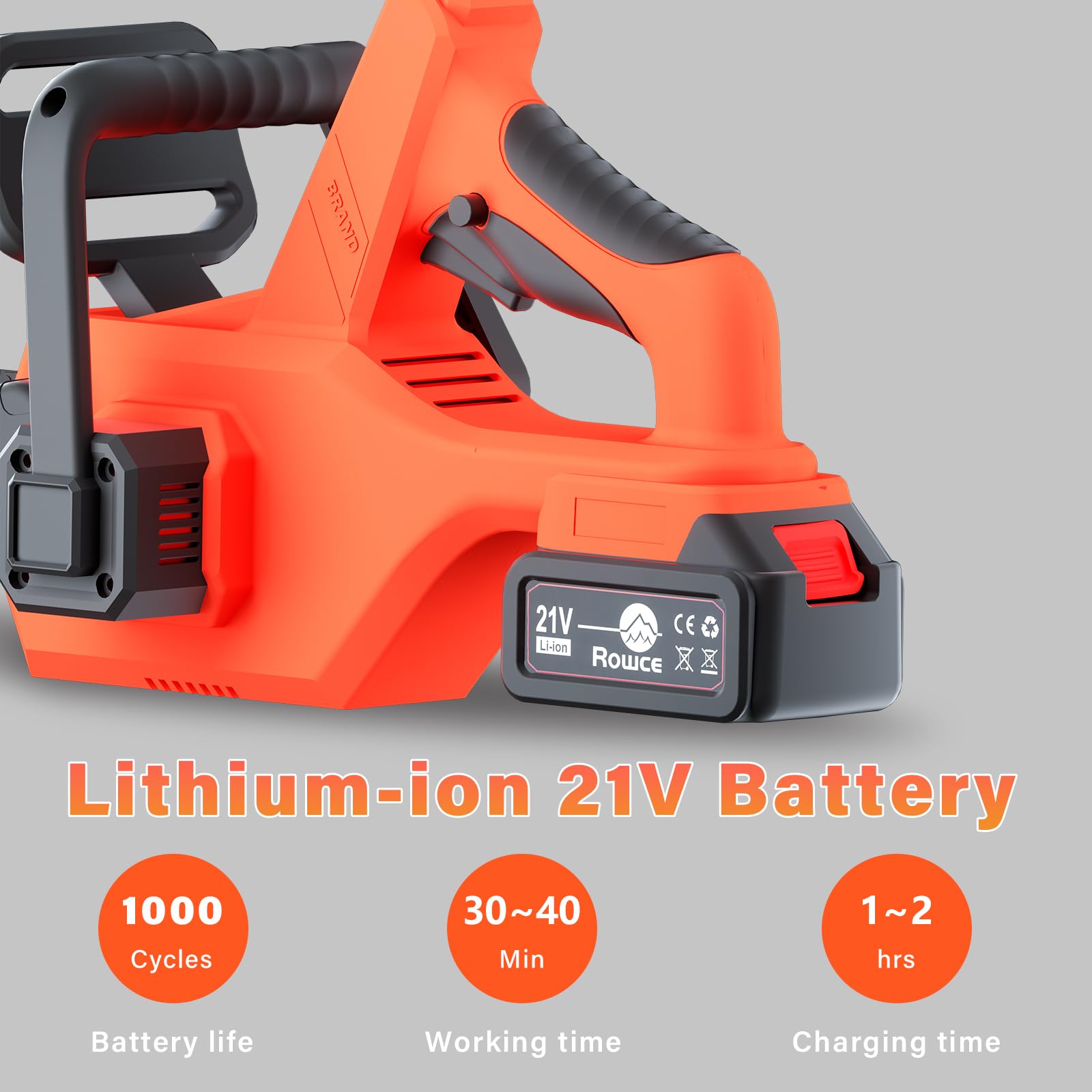 Mini Motosierra Bateria 2 x 4000mAh, Motosierra Eléctrica Sin Escobillas con Depósito, Motosierra de Mano Inalámbrica para Árboles y Jardin, Engrasado Automático de Cadena