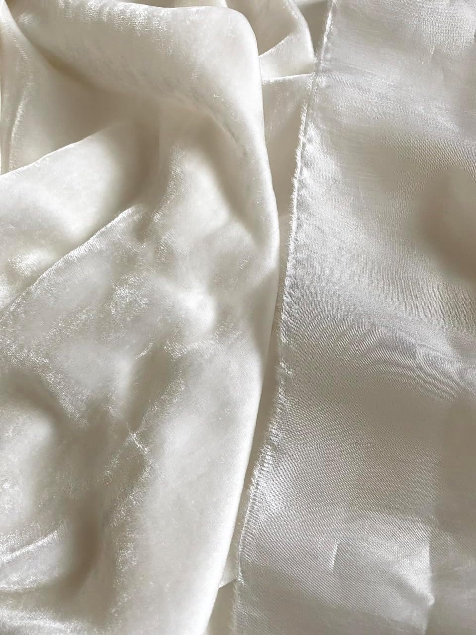 Ivory Luxury Mulberry Silk Velvet Fabric by The Yard/Half Yard, Silk Velvet Fabric for Apparels, Curtains, Pillowcases, Blankets and Home Decor, Cut in a Continous Length. (by The Half Yard)