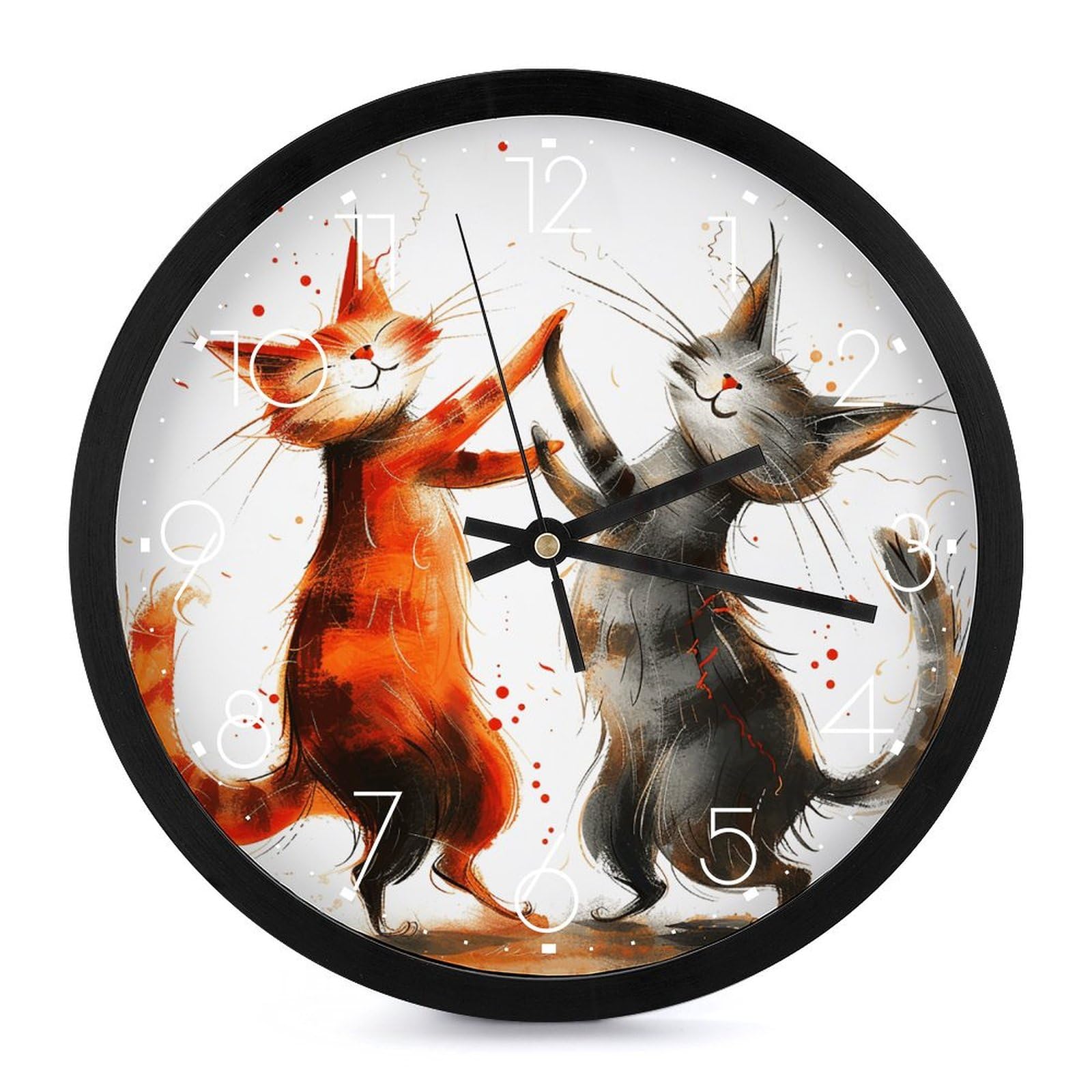 Horloge murale silencieuse chat 25 cm horloge analogique ronde haut de gamme