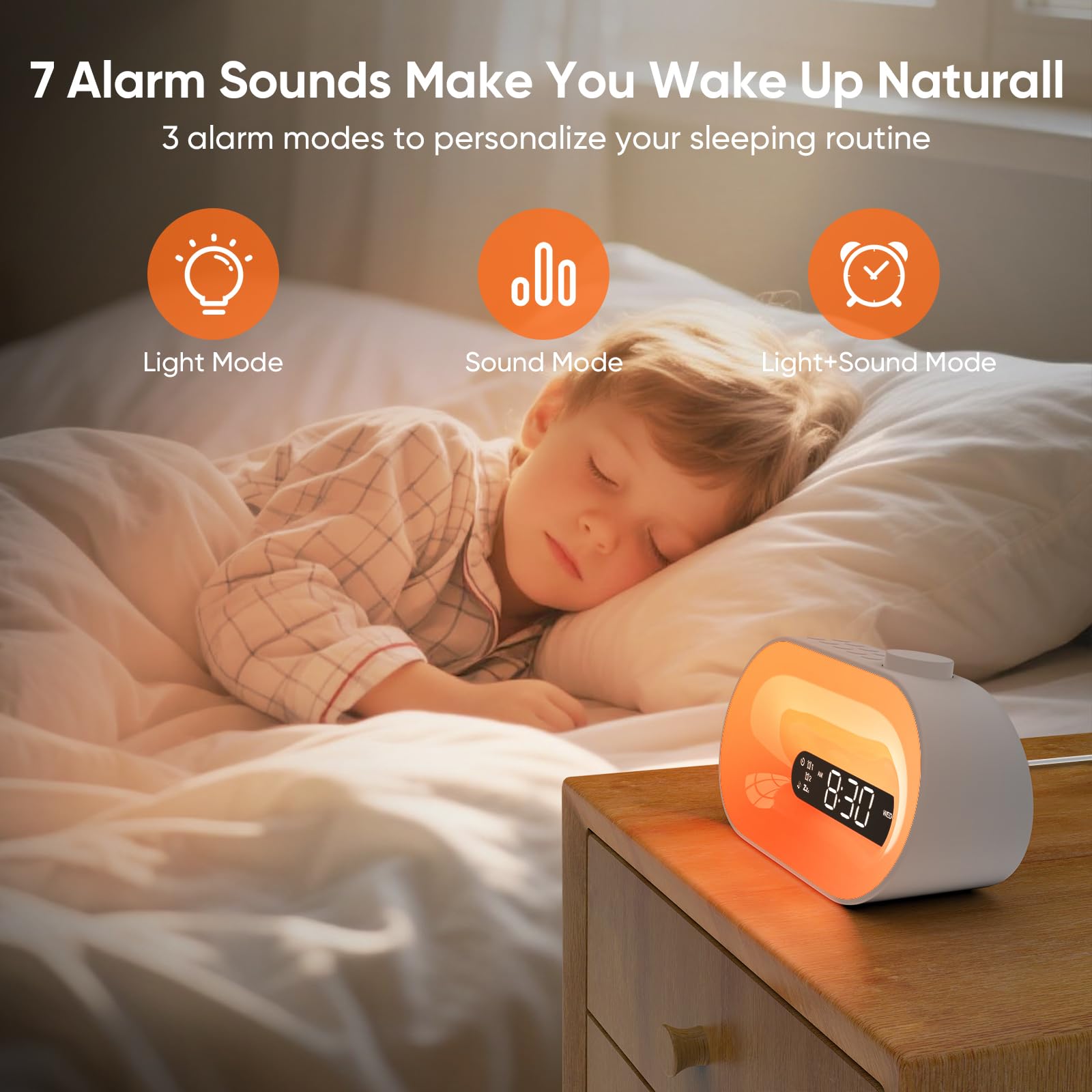 Macchina sonora bianca con 30 suoni del sonno, 14 luci notturne, dimmer 0-100%, doppio allarme, timer, lampada da comodino dimmerabile sveglia per bambini, adulti dormienti pesanti, camere da letto