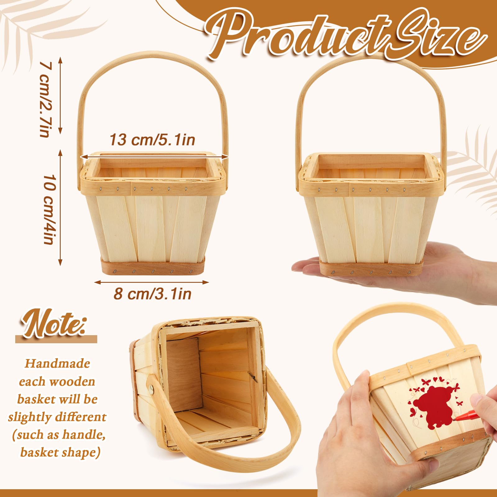 Amazon.com: Marsui 10 Pack Mini Square Wooden Bushel Apple Baskets