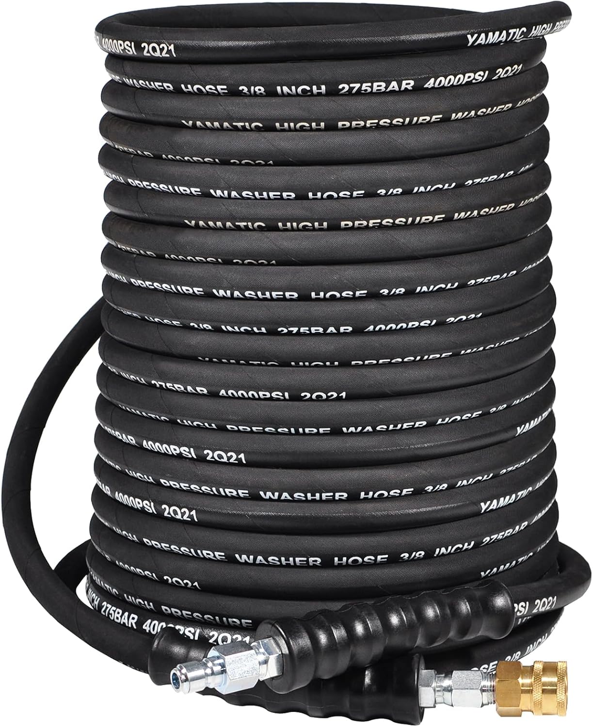 YAMATIC 3/8" Kink Resistant Pressure Washer Hose 75FT, Swivel 3/8" Quick Connector, 4000 PSI High Durability Cold Hot Water Max. 212°F, Fit Most Residential and Commercial Pressure Washer 3/8" ID 75 FT