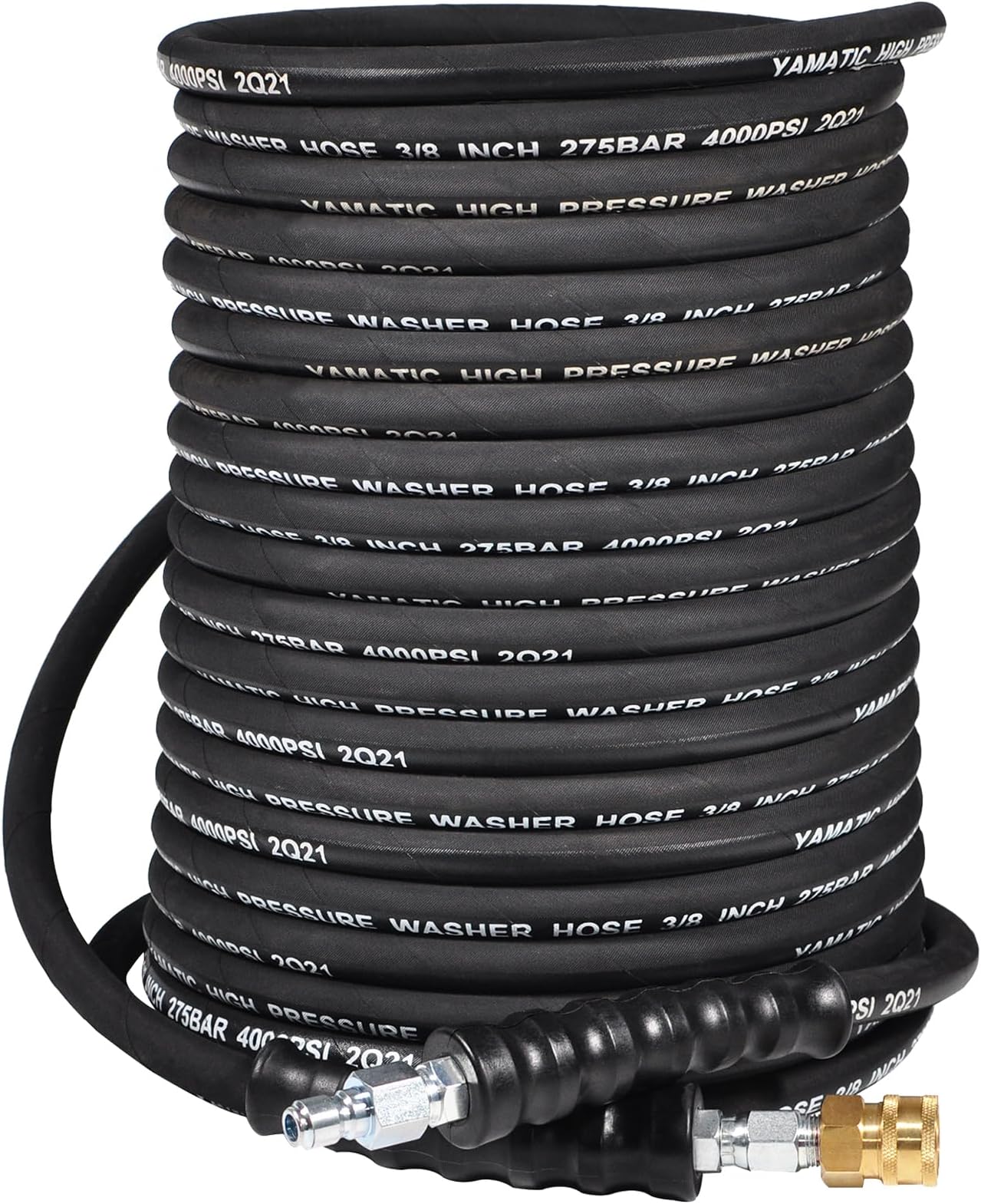 YAMATIC 3/8" Kink Resistant Pressure Washer Hose 75FT, Swivel 3/8" Quick Connector, 4000 PSI High Durability Cold Hot Water Max. 212°F, Fit Most Residential and Commercial Pressure Washer