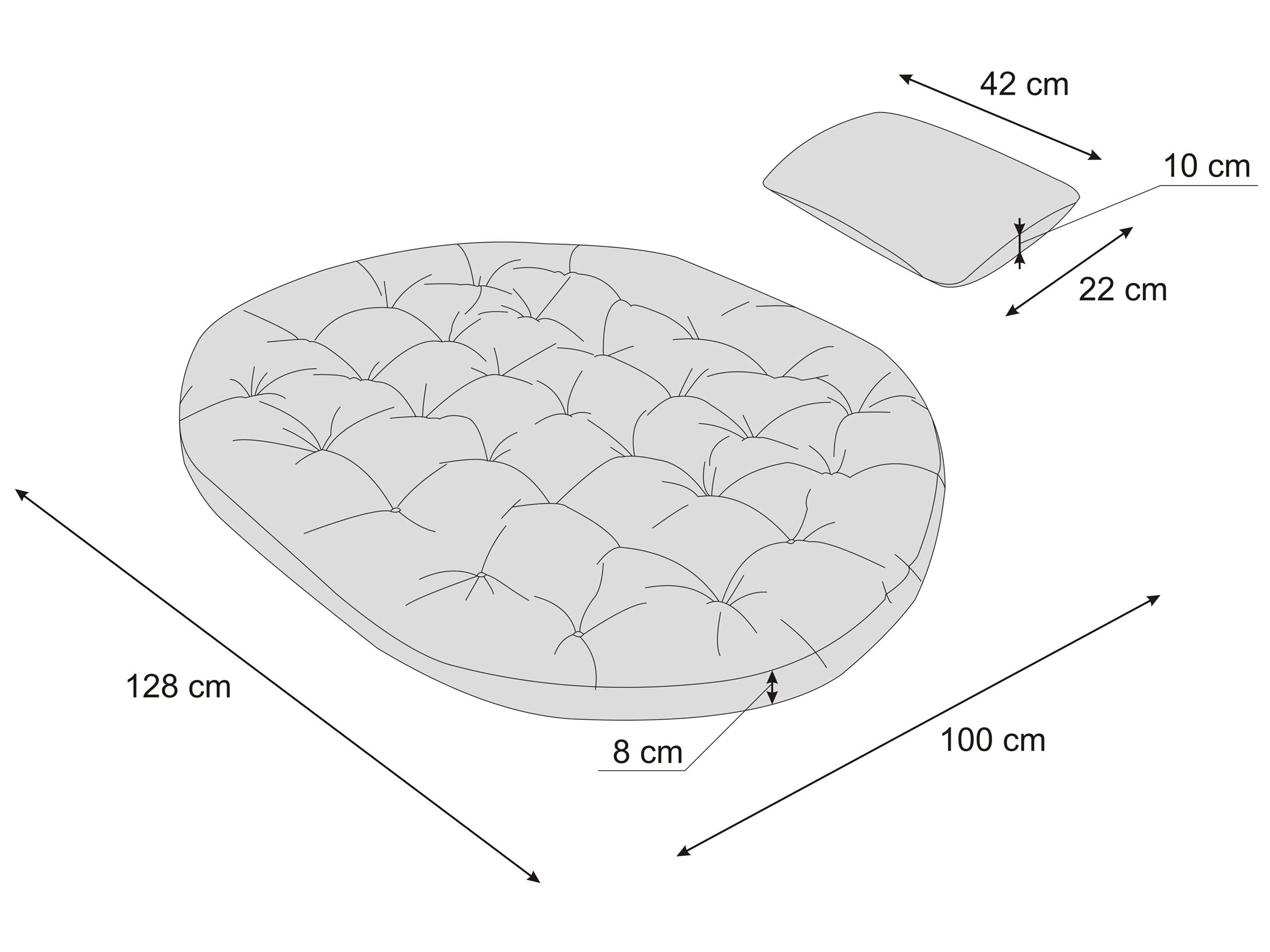 PillowPrim Hängesessel Kissen, Auflage für Polyrattan/Rattan Hängeschaukel, Polster, Hängekorb, Schaukel Korb, Schaukelkissen Rückenkissen in der Farbe Graphit