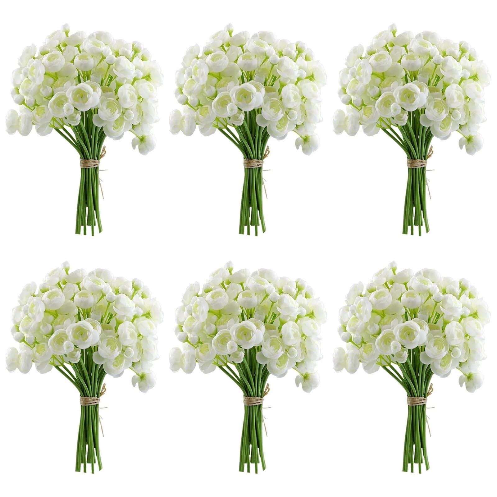 Dcrxz Artificial Flowers 12Pcs Bride Handmade Bouquet Artificial Rose Flowers Wedding Bridesmaids Photography Props Home Decoration Mini Lotus Bouquet(White)