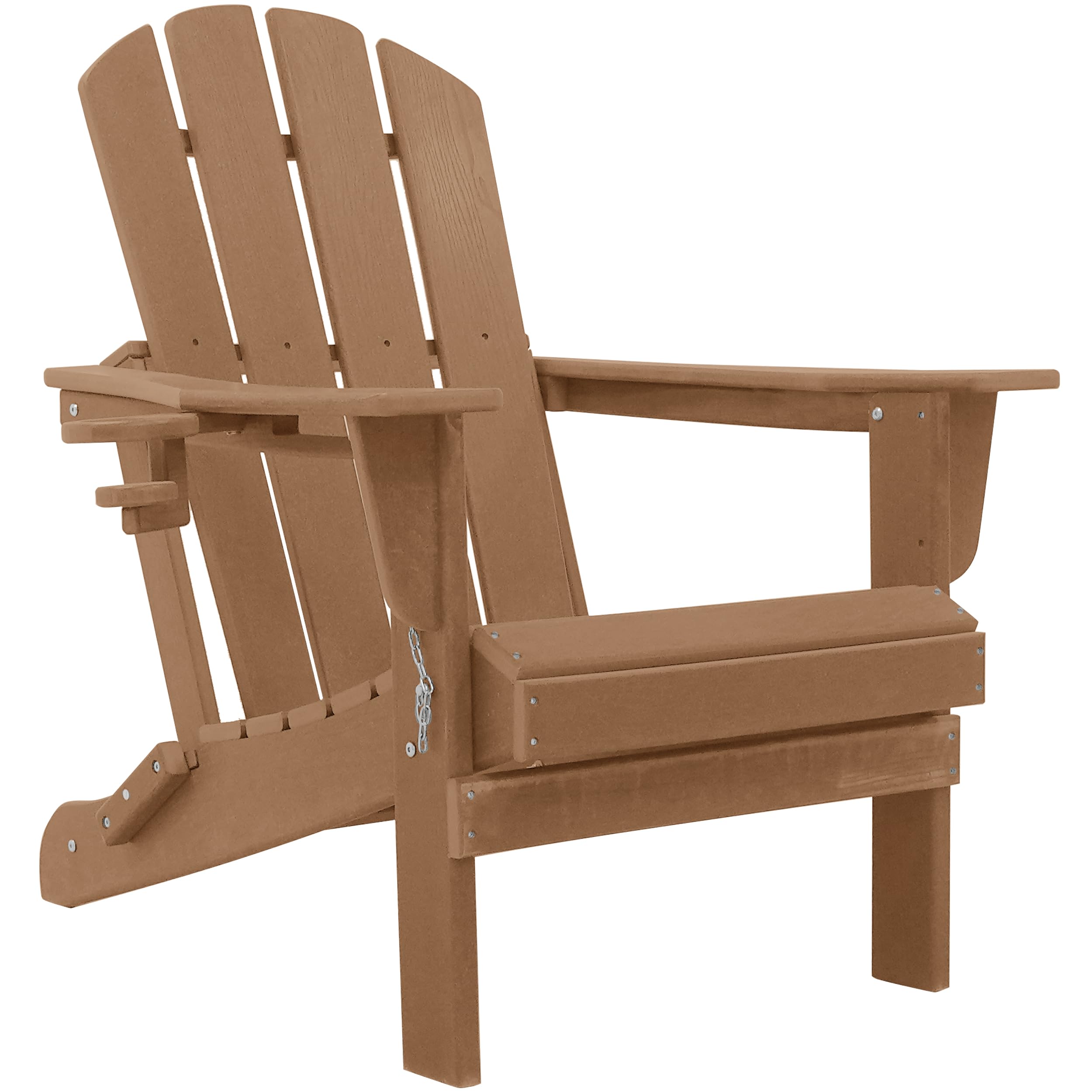 Restcozi Adirondack Chairs, HDPE All-Weather Adirondack Chair, Fire Pit Chairs (Folding with Cup Holders, Teak)
