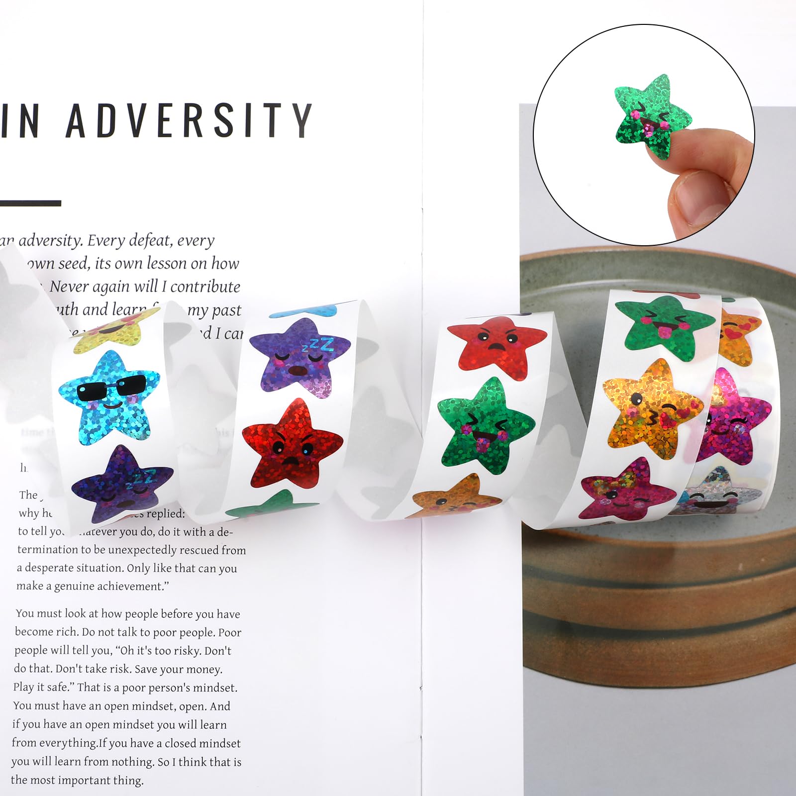 500pcs Star Stickers, 1 Inch Small Star Sticker Roll Self Adhesive Glitter Sparkly Foil Holographic Behavior Chart Labels for Kid School Classroom Teacher Reward Decoration Crafts Supplies (8 Colors) - Image 3