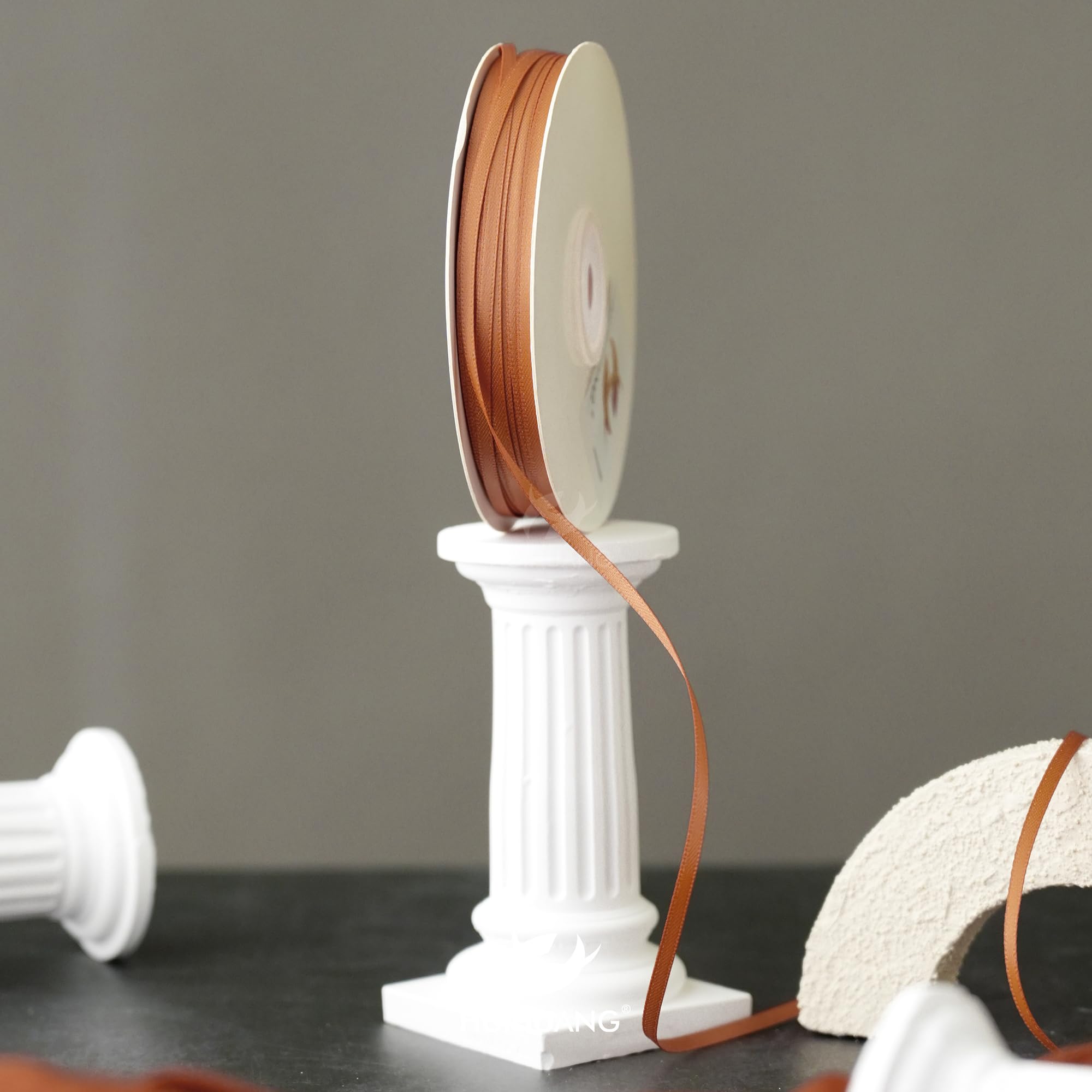 Amazon | HUIHUANG 1/8インチ テラコッタサテンリボン 小さな