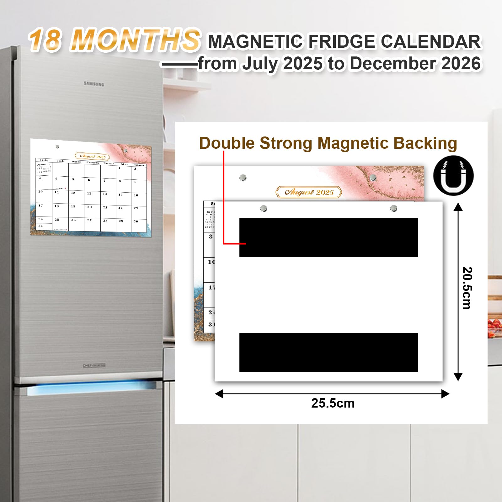 U-Meking 2025 Calender Custom Monthly Daily Magnetic Calendar Set for Fridge Mag