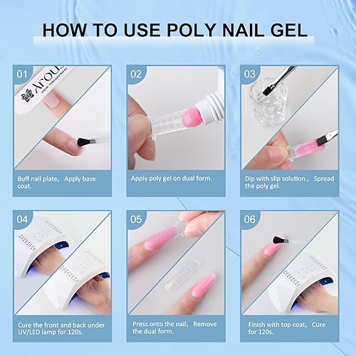 Miniatura 7 de Kit de gel de uñas de polietileno, gel de extensión de uñas de 8 colores, gel de uñas con purpurina gris, rojo y negro con 2 esmaltes de gel, capa