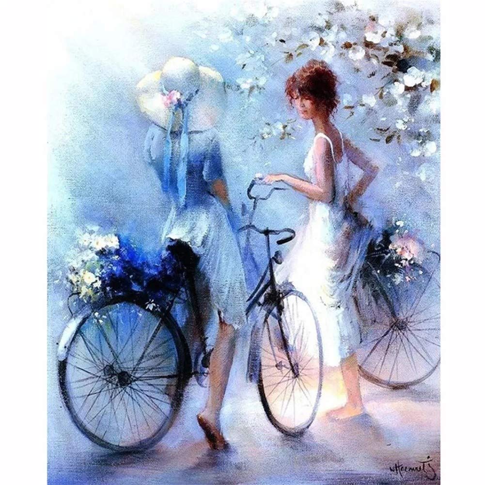 Point de Croix Diamant Vélo Fille broderie mosaïque strass loisir créatif adulte