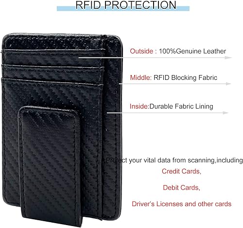 Miniatura 11 de Hopsooken, broche para dinero, cartera con bolsillo frontal, cartera minimalista, para hombre